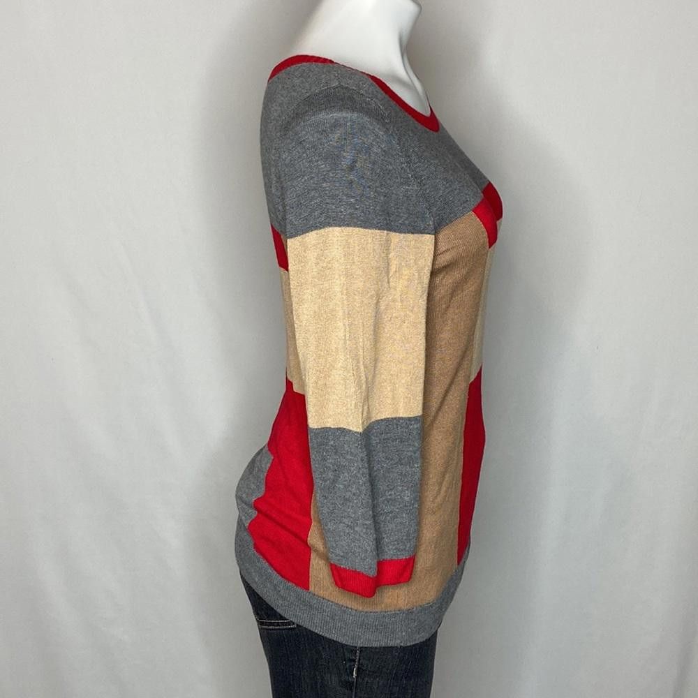 Designer The Limited, Color Block Rayon 3/4 Sleeve Sweater, Large Size L / US 10 / IT 46 - 4 Thumbnail