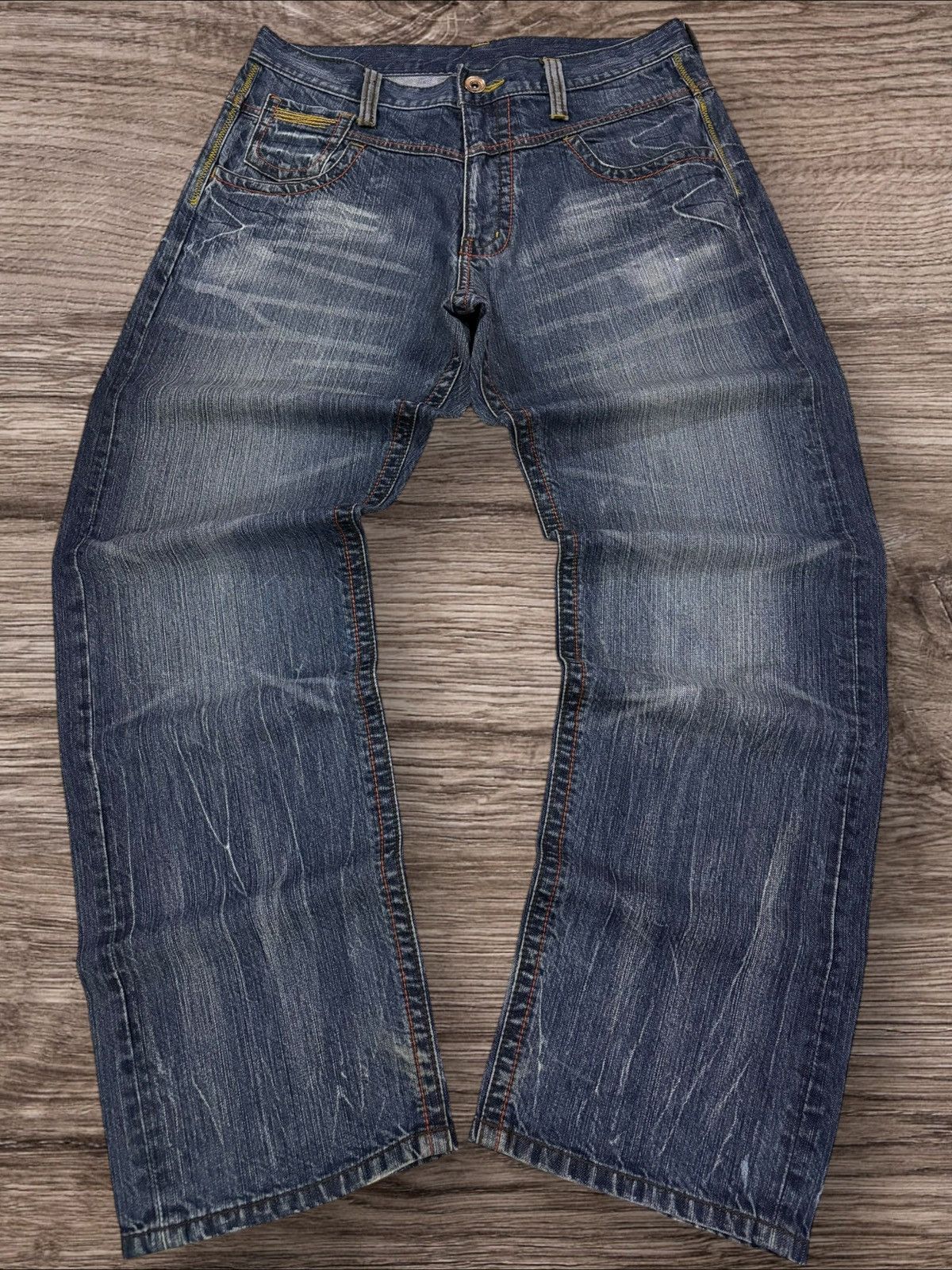 Edition Japan Y2K Japan Heavy Whisker Baggy Loose Jeans Size US 33 - 2 Thumbnail