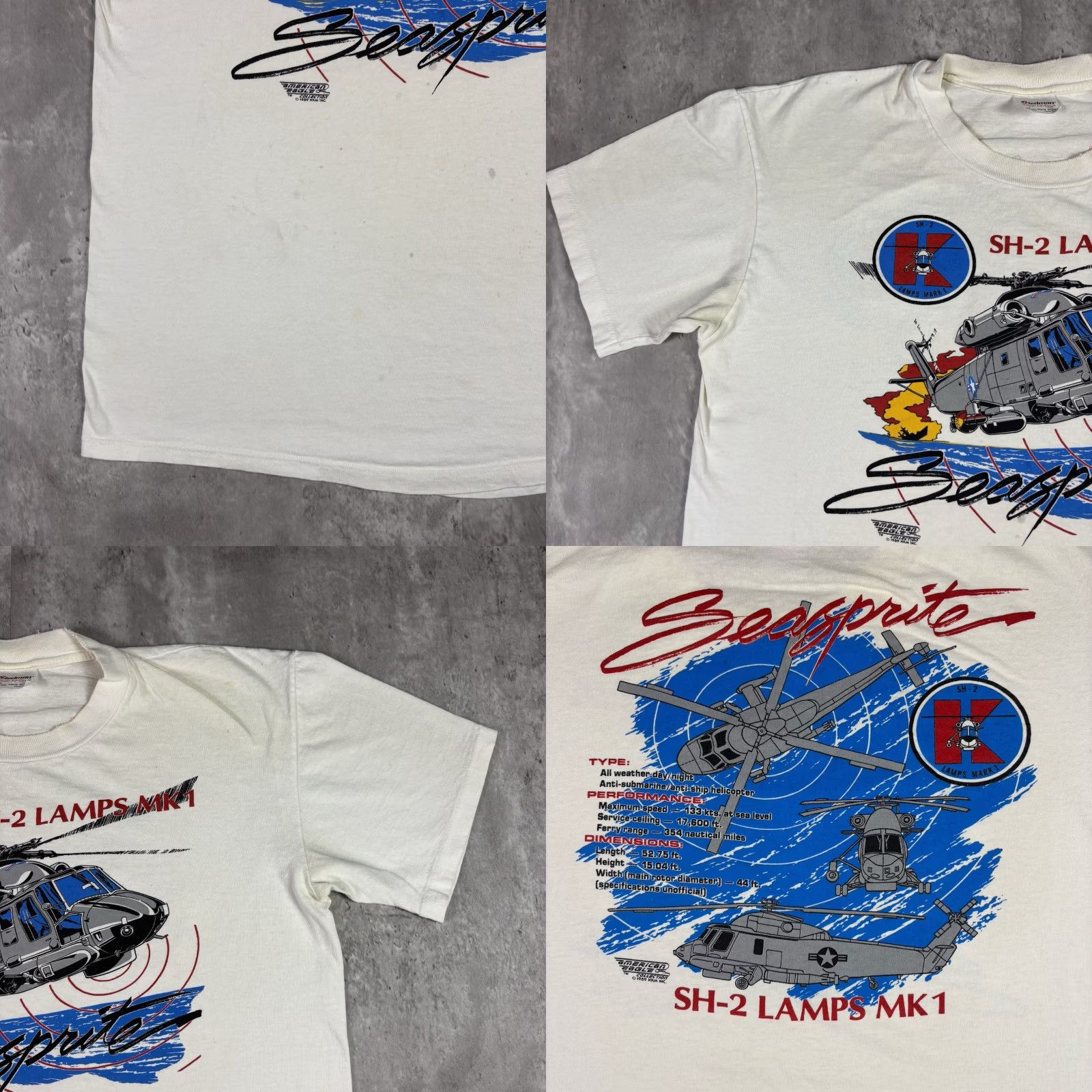 Vintage VINTAGE Stedman T-Shirt 80s Planes Graphic Print Crew Neck White Large Mens Size US L / EU 52-54 / 3 - 8 Thumbnail