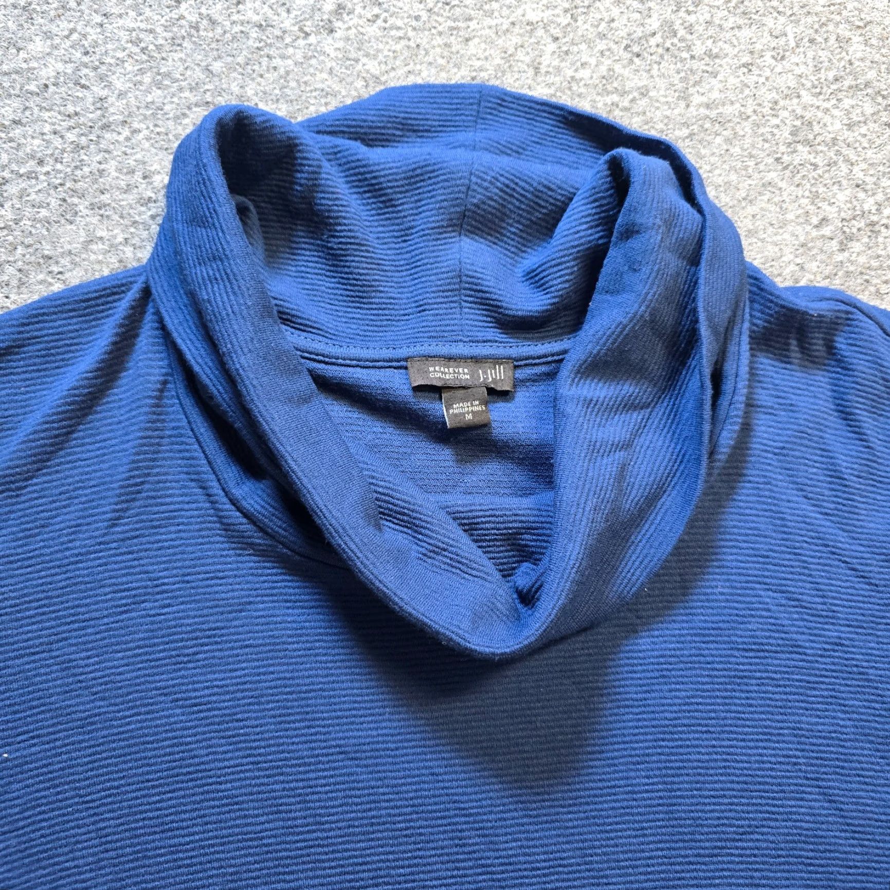 J. Jill J Jill Dress Womens Blue Cowl Neck Ribbed Stretch Shirt? Size M / US 6-8 / IT 42-44 - 2 Thumbnail
