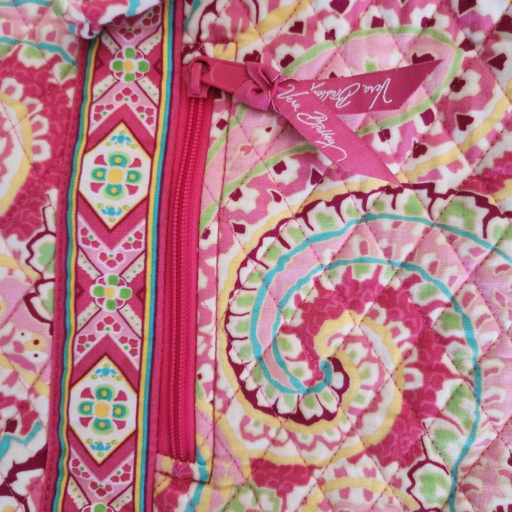 Vera Bradley Vera Bradley Backpack Womens Medium Drawstring Beach Paisley Mesa Multicolor Cotton Purse Bag Color Pink Backpack 14.5 x 13' Size ONE SIZE - 6 Thumbnail