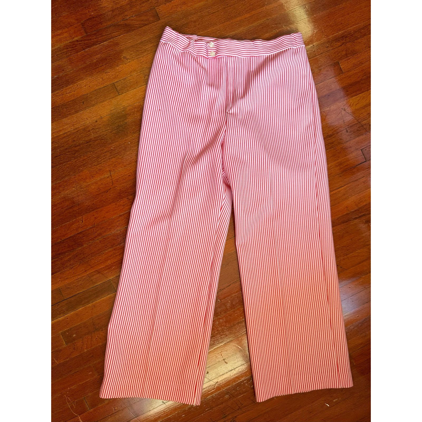 Vintage Vintage 70’s Jack Winter Red White Striped Pant Set Large Size 34" / US 12 / IT 48 - 3 Thumbnail