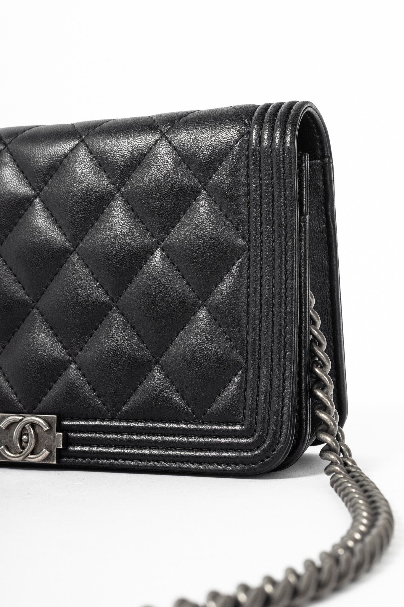 Chanel Chanel Boy Black Quilted Lambskin SHW Wallet-on-Chain Size ONE SIZE - 7 Thumbnail