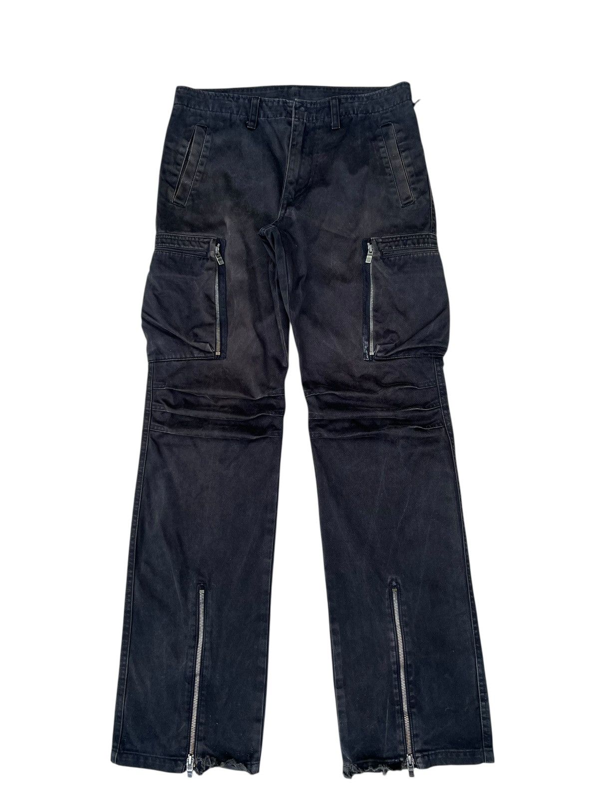 wjk WJK Japan Distressed Sun Faded Black Cargo Trouser Pant Size US 30 / EU 46 - 1 Thumbnail