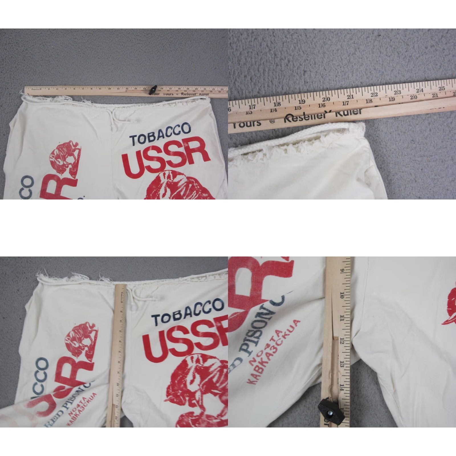 Vintage Vintage USSR Tobacco Shorts Mens One Size White Red Bison Rice Sack 70s Size US 35 - 8 Thumbnail