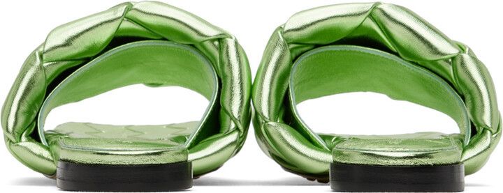 Bottega Veneta o1n1vont0924 Flats Lido in Metallic Green Size US 7 / IT 37 - 2 Thumbnail