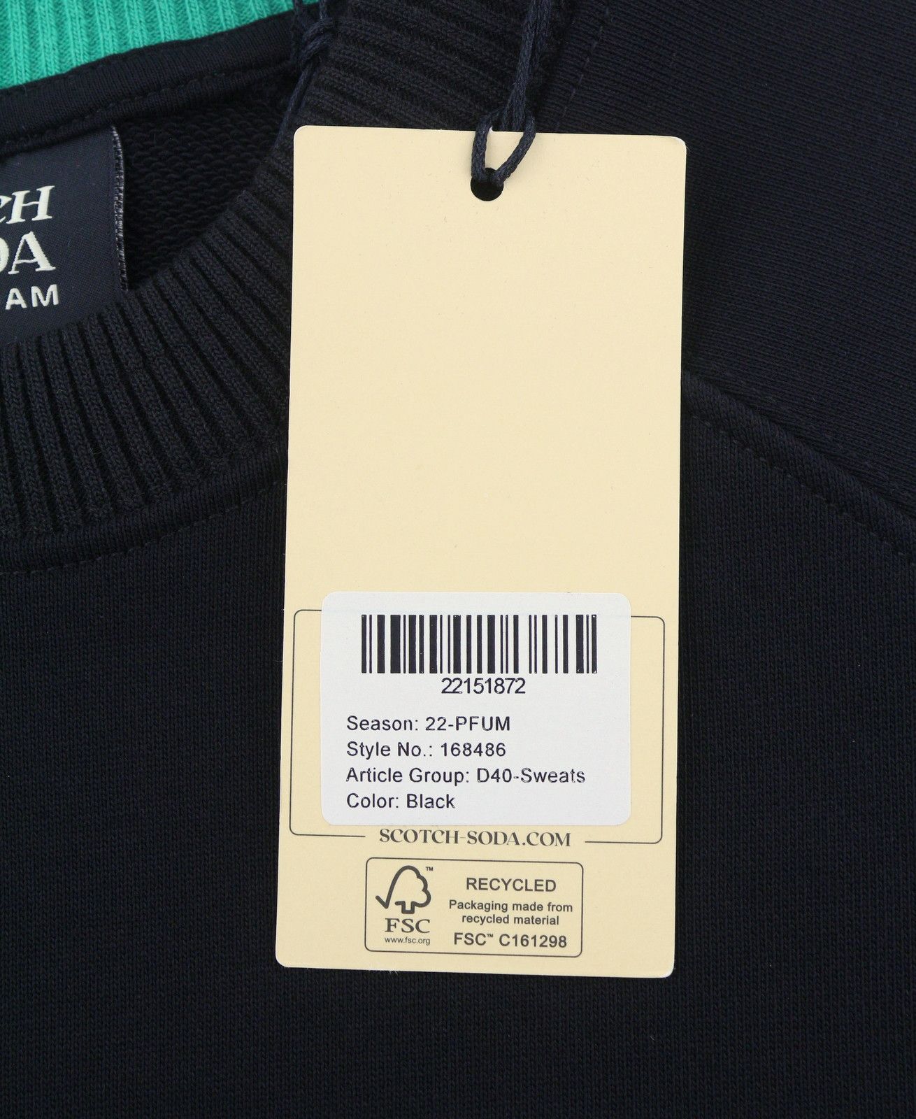 Scotch & Soda M Black Cotton Crew Neck Long Sleeve 91029 Size US M / EU 48-50 / 2 - 7 Thumbnail