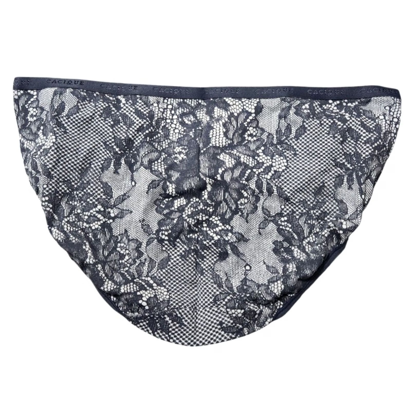 Vintage Cacique Womens 14/16 Panty Hipster Cotton Blue-Gray Floral Size 38" / US 16 / IT 52 - 2 Thumbnail