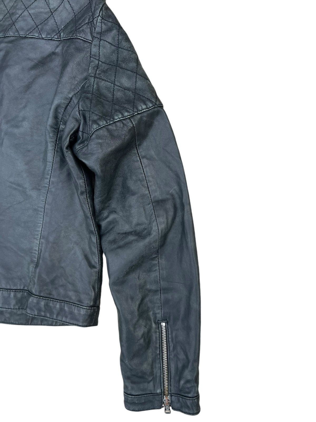 Massimo Dutti Vintage Massimo Dutti Distress Fade Leather Biker Jacket Size XL / US 12-14 / IT 48-50 - 21 Thumbnail