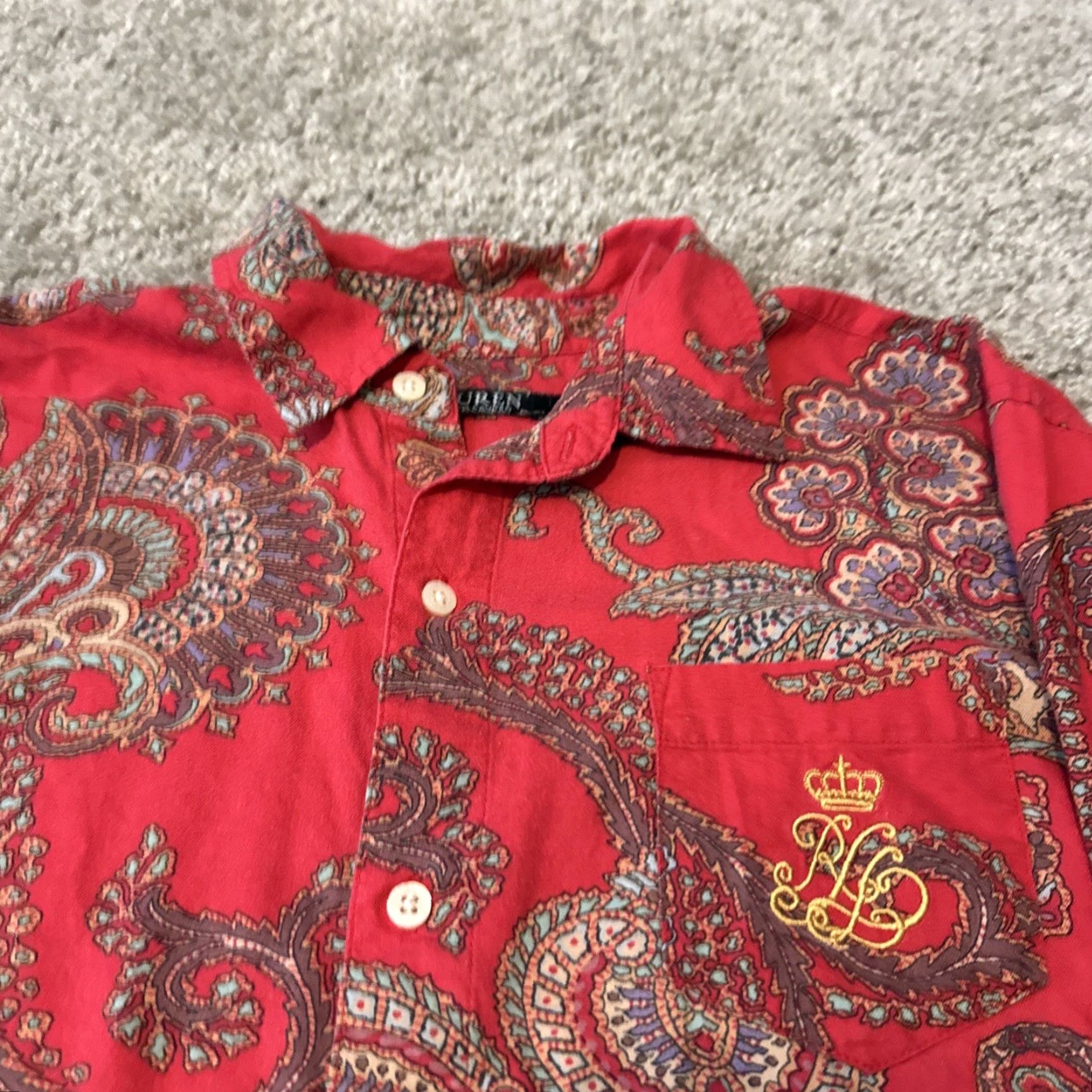 Ralph Lauren VINTAGE Lauren Ralph Lauren Red Paisley Button-Down Shirt L Adult Unisex Long Sleeve 90s Size US L / EU 52-54 / 3 - 4 Thumbnail
