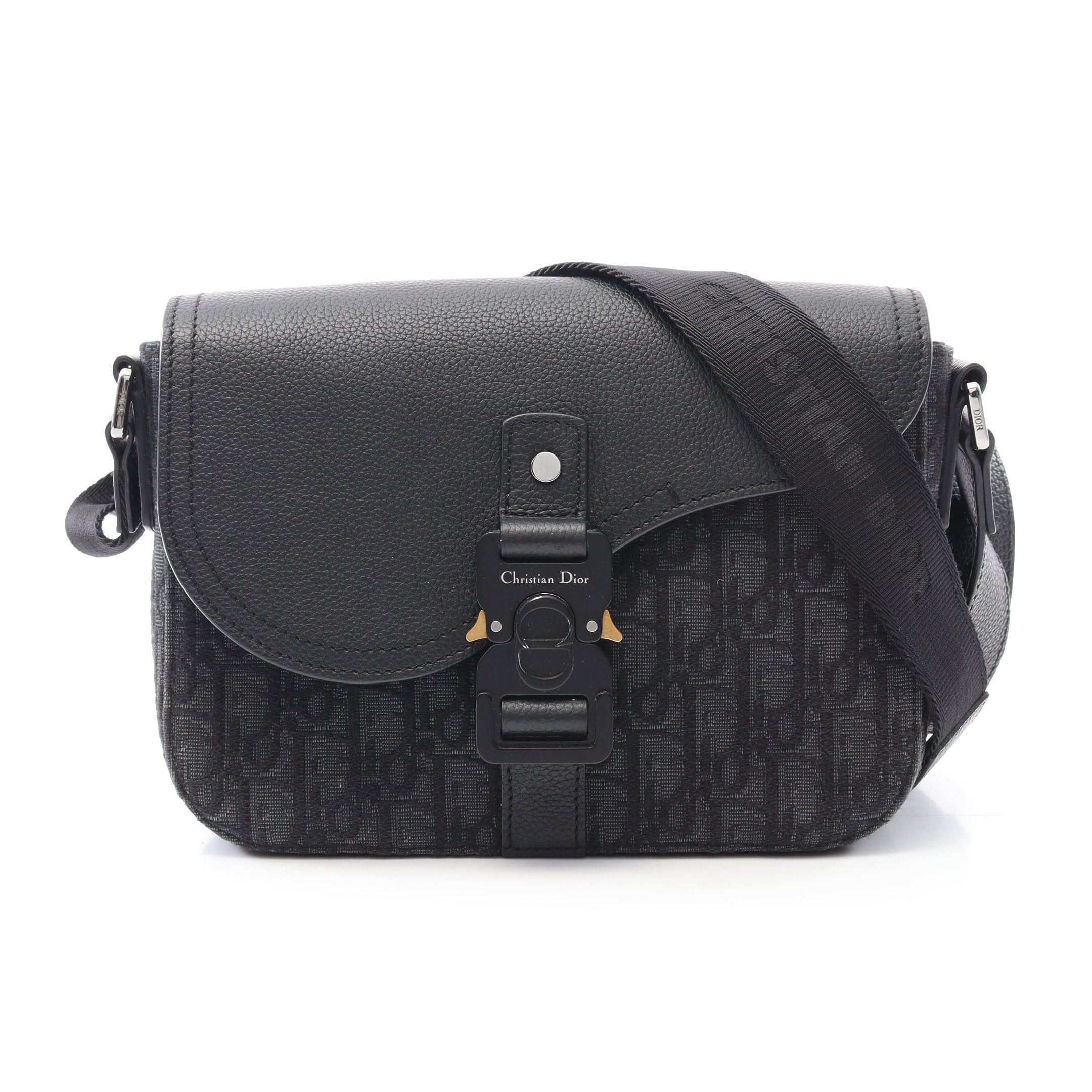 Dior Saddle Oblique Messenger Bag Shoulder Canvas Leather Black, Men's