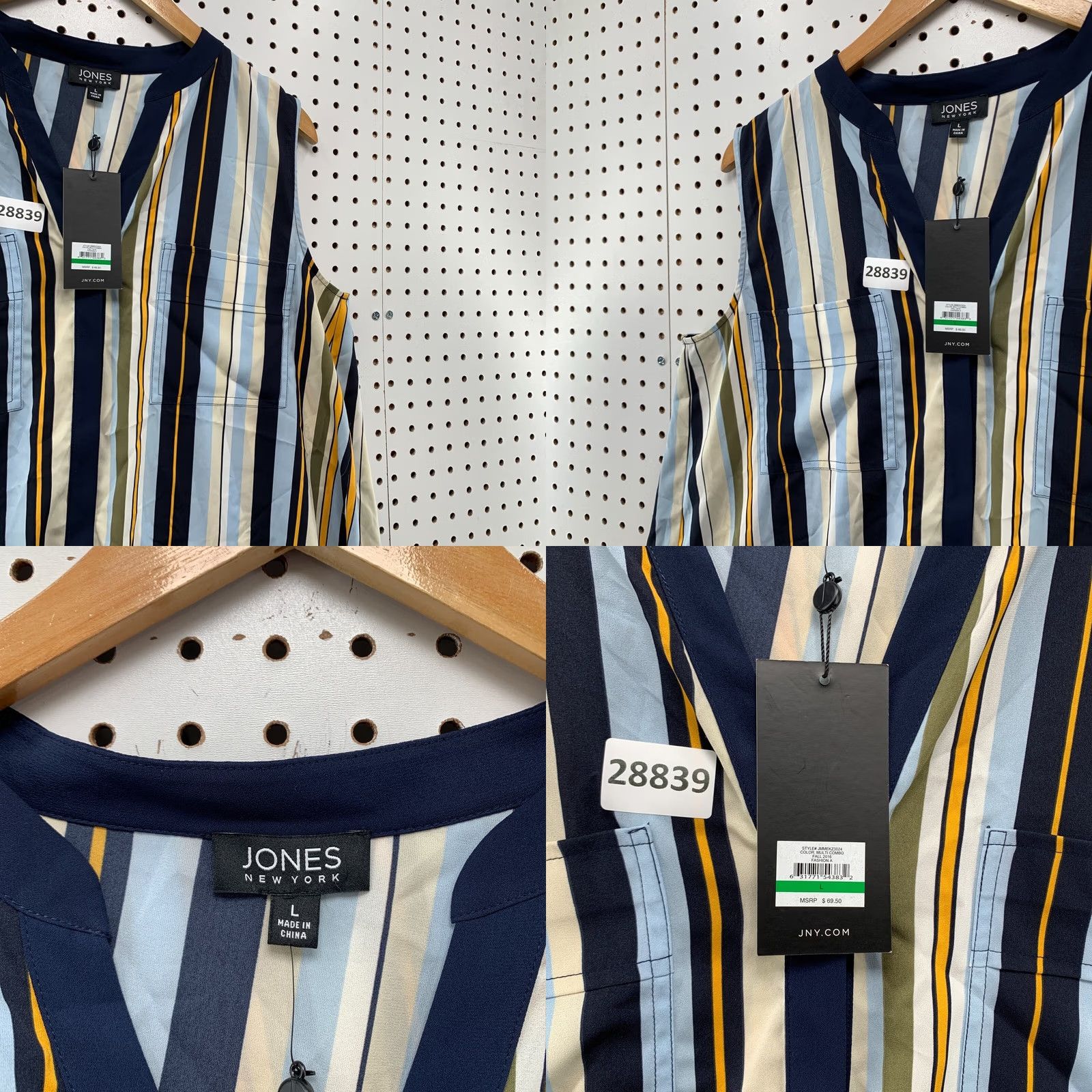 Jones New York Jones New York Sleeveless Blouse Womens Large Striped Open Back NWT 21.5X25 Size L / US 10 / IT 46 - 8 Thumbnail