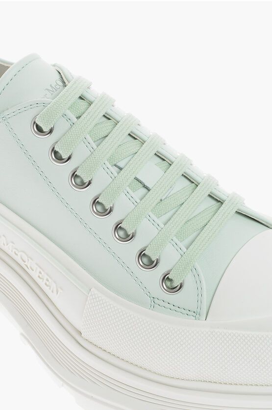 Alexander McQueen o1y1024 Low-Top Sneakers in Light Green & White Size US 11 / EU 44 - 4 Thumbnail