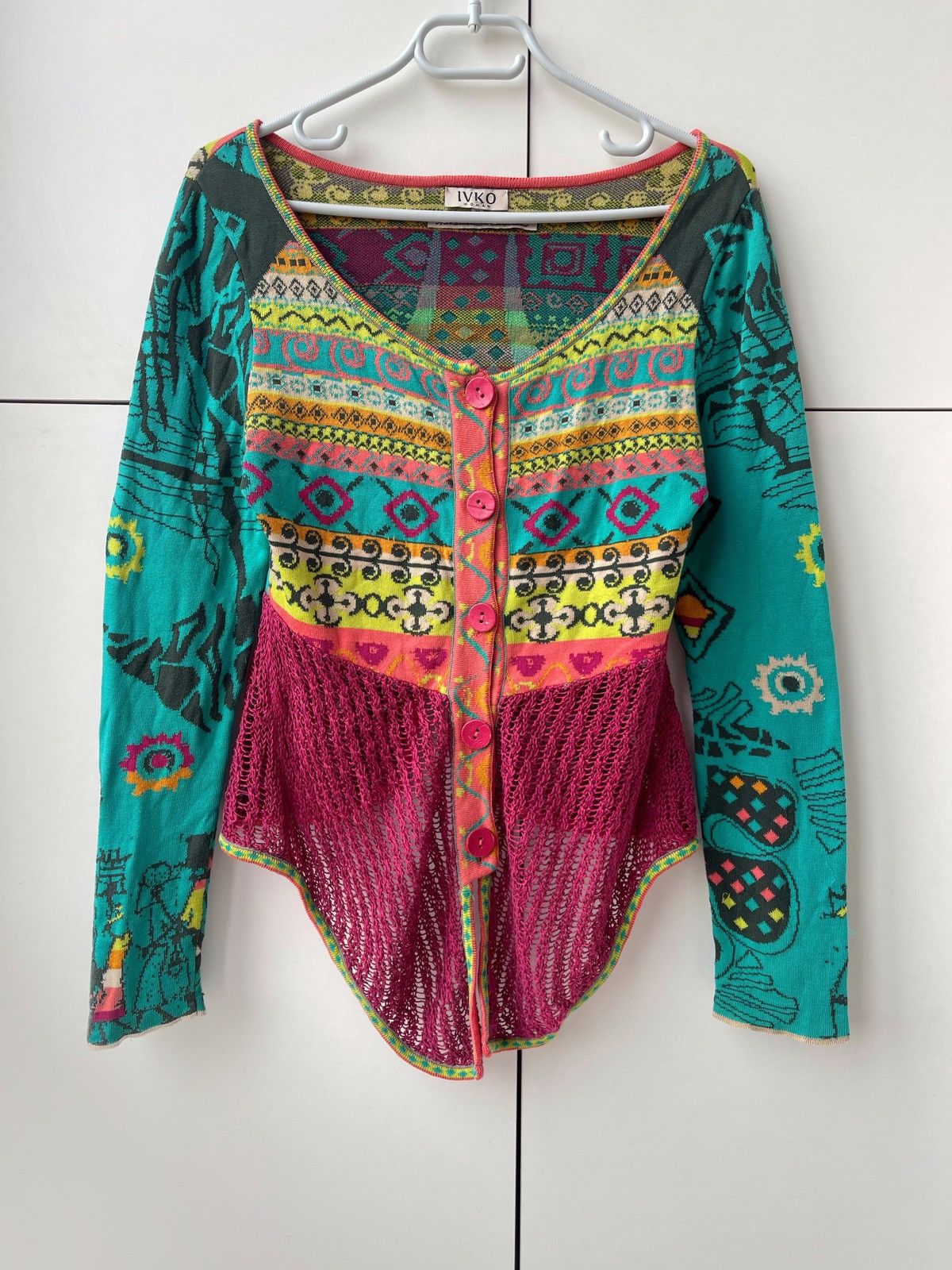 Designer Ivko Woman Multicolor Cardigan Knit Sweater Size XS / US 0-2 / IT 36-38 - 1 Thumbnail