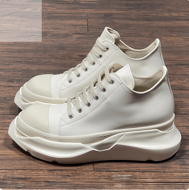 Rick Owens Drkshdw RO Men's Milk White Faux Leather Low Shoes Size US 7.5 / EU 40-41 - 4 Thumbnail