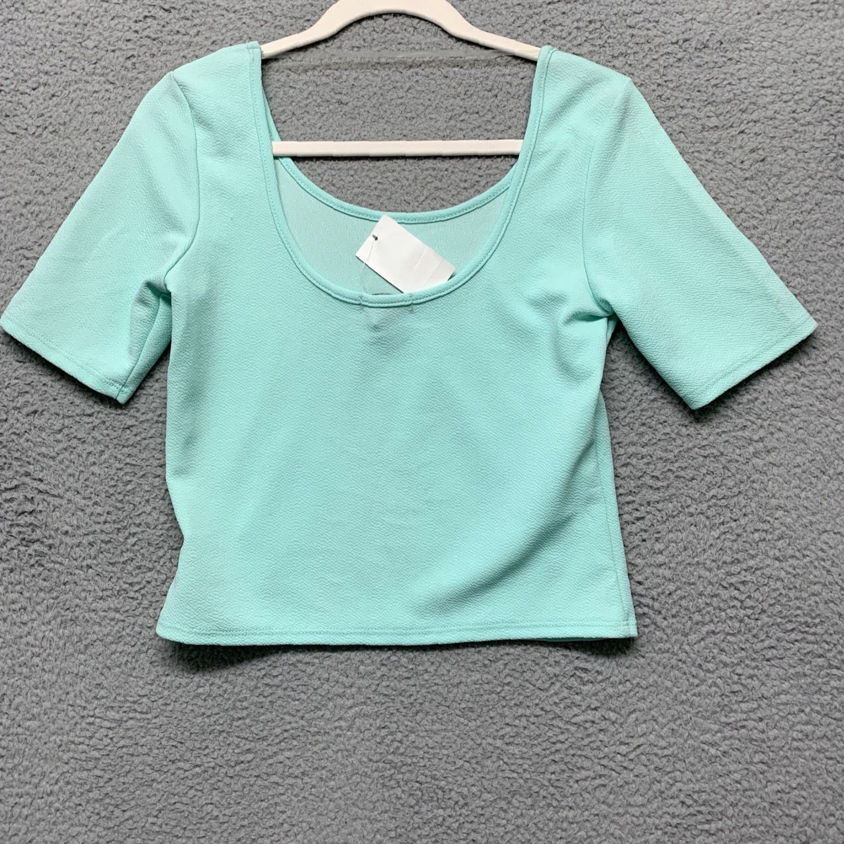 Vintage About A Girl Cropped Pullover Shirt Women L Mint Green USA Vintage? No. Size L / US 10 / IT 46 - 3 Thumbnail