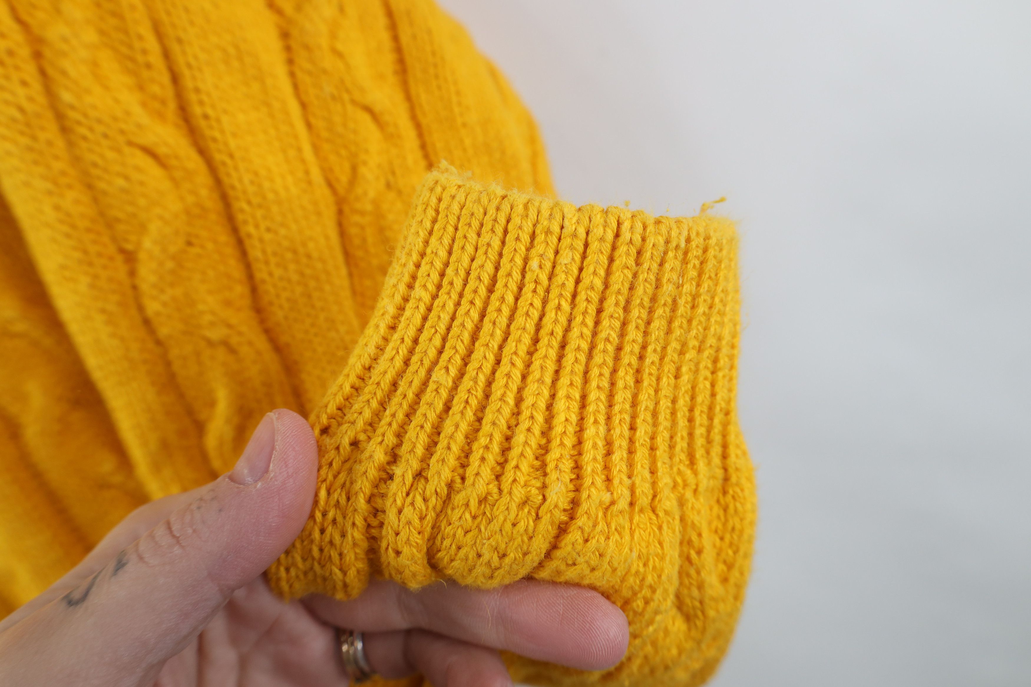 Vintage Vintage 90s Streetwear Chunky Cable Knit Sweater Yellow Size M / US 6-8 / IT 42-44 - 6 Thumbnail