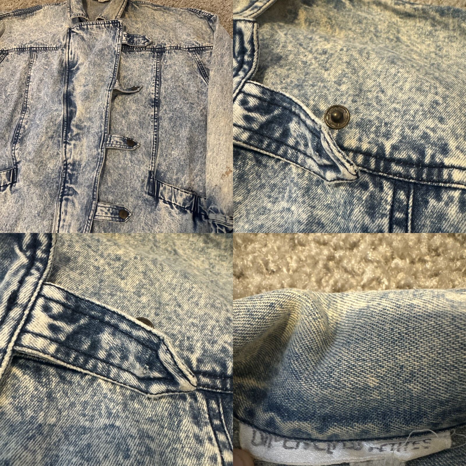J Brand VINTAGE 80s Acid Wash Full Zip Cross Latch Button Upper Class Petites Brand S Jacket Blue Women's Biker 80s Theme, Cotton, Petite S, Women Size S / US 4 / IT 40 - 8 Thumbnail