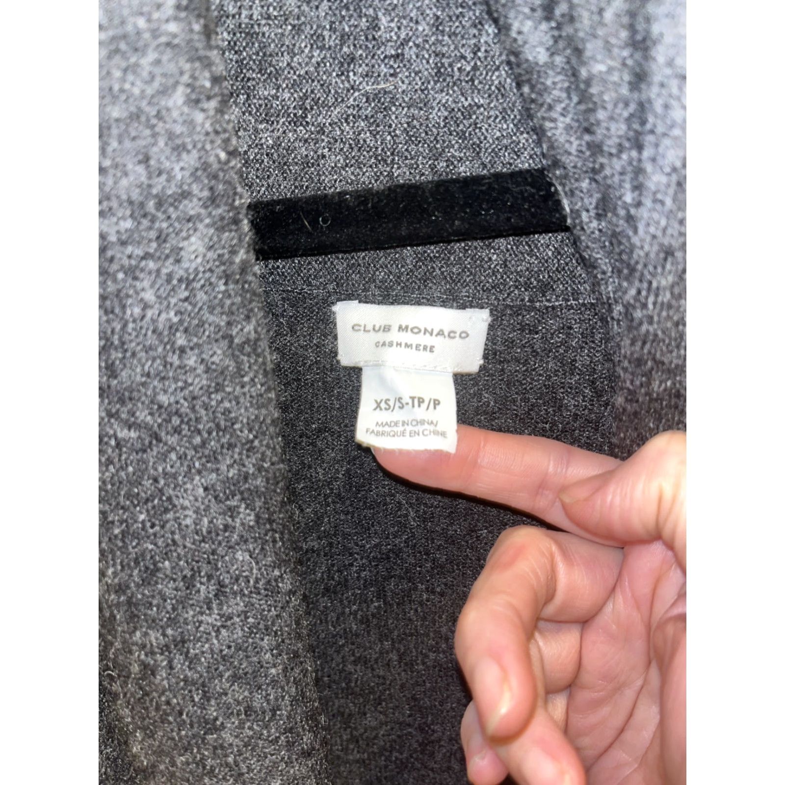 Club Monaco Club Monaco Cardigan Women XS Cashmere Open Dark Gray Suede Pockets Cuffed Size XS / US 0-2 / IT 36-38 - 2 Thumbnail