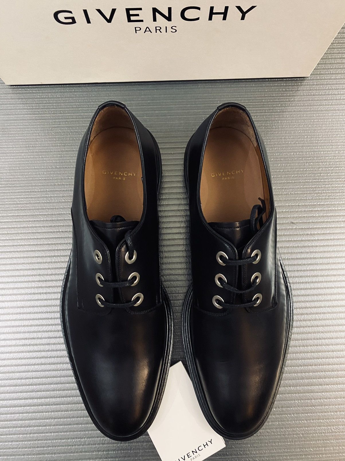 Givenchy Givenchy 🇮🇹 Paris black leather gun metal k line derby 43 NEW Size US 10 / EU 43 - 3 Thumbnail