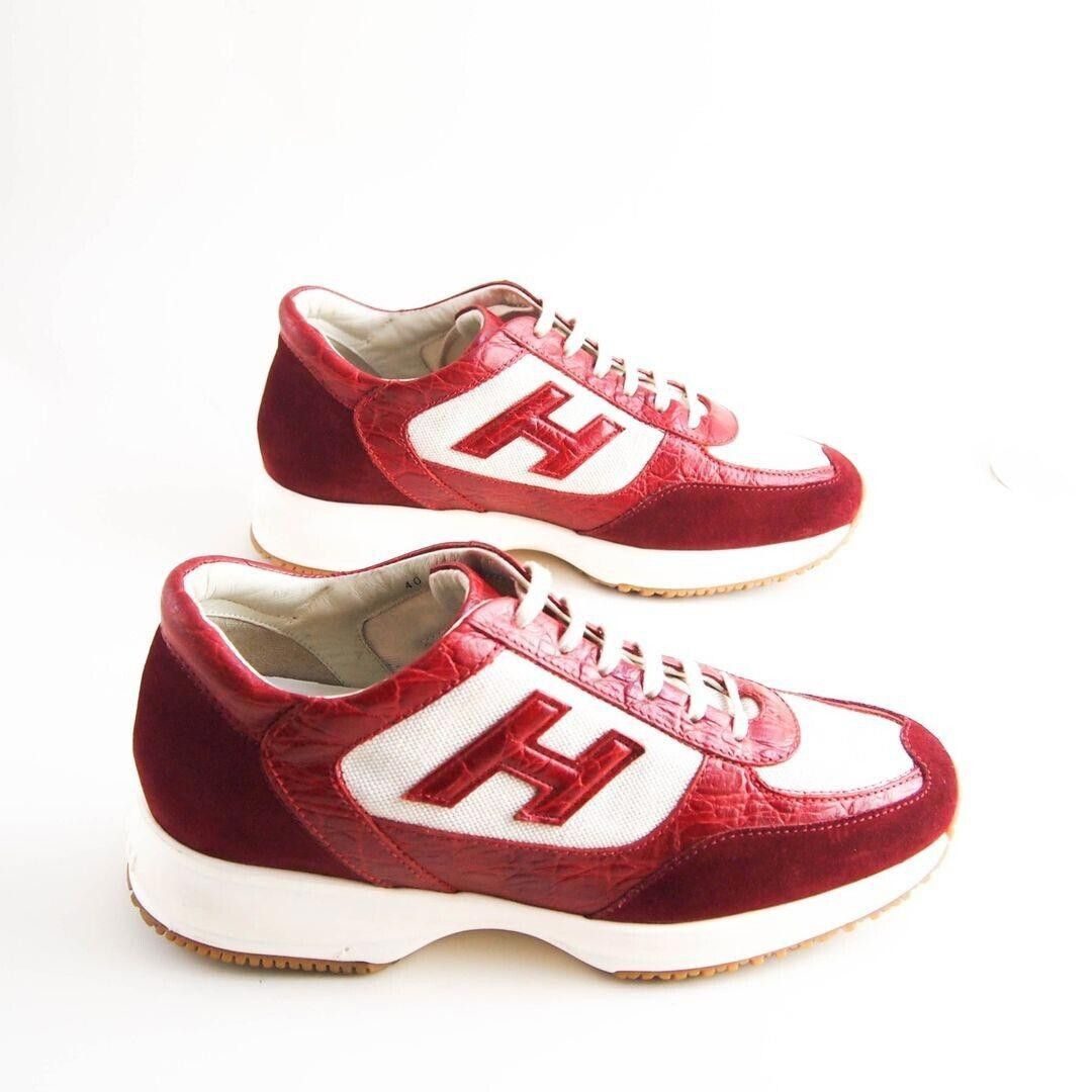 Hogan Hogan Low Top Sneakers Red Croc Ivory Canvas EU 40 US 10 Size US 10 / IT 40 - 4 Thumbnail