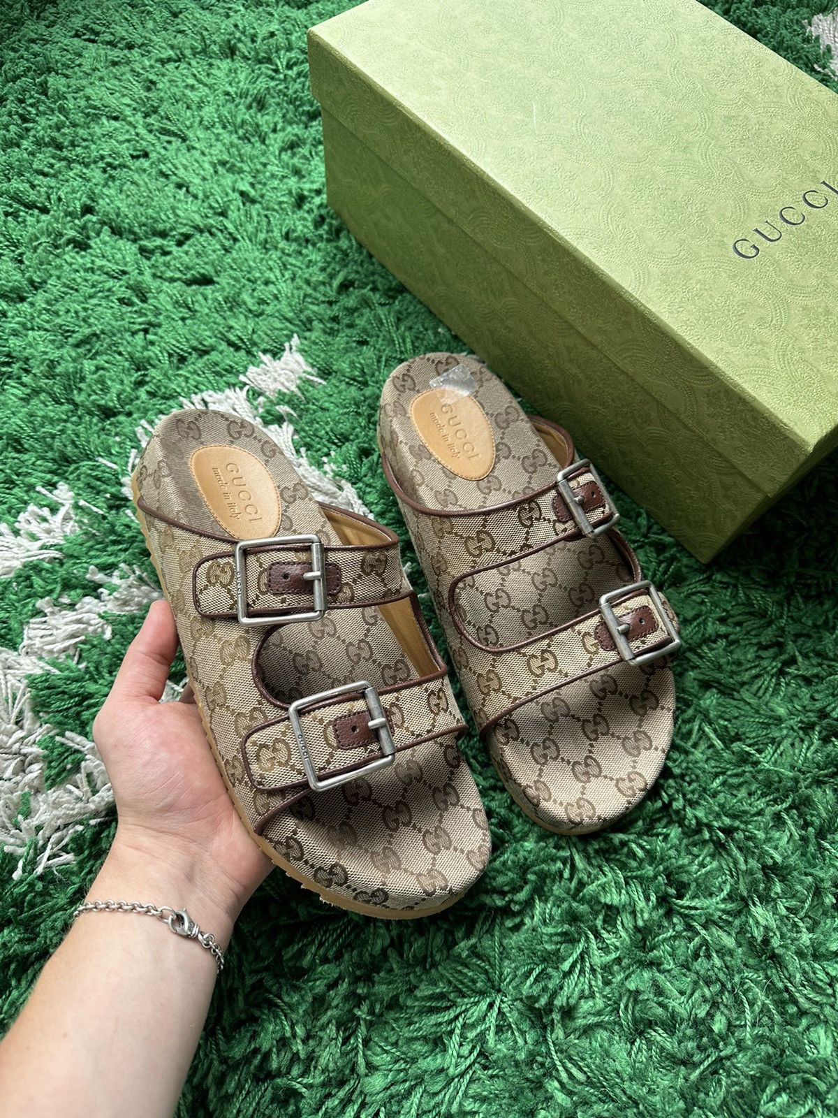 GUCCI Birkenstock Sandals Good Condition Gucci x Birkenstock, crafted by us. Real @gucci print +  main image 4