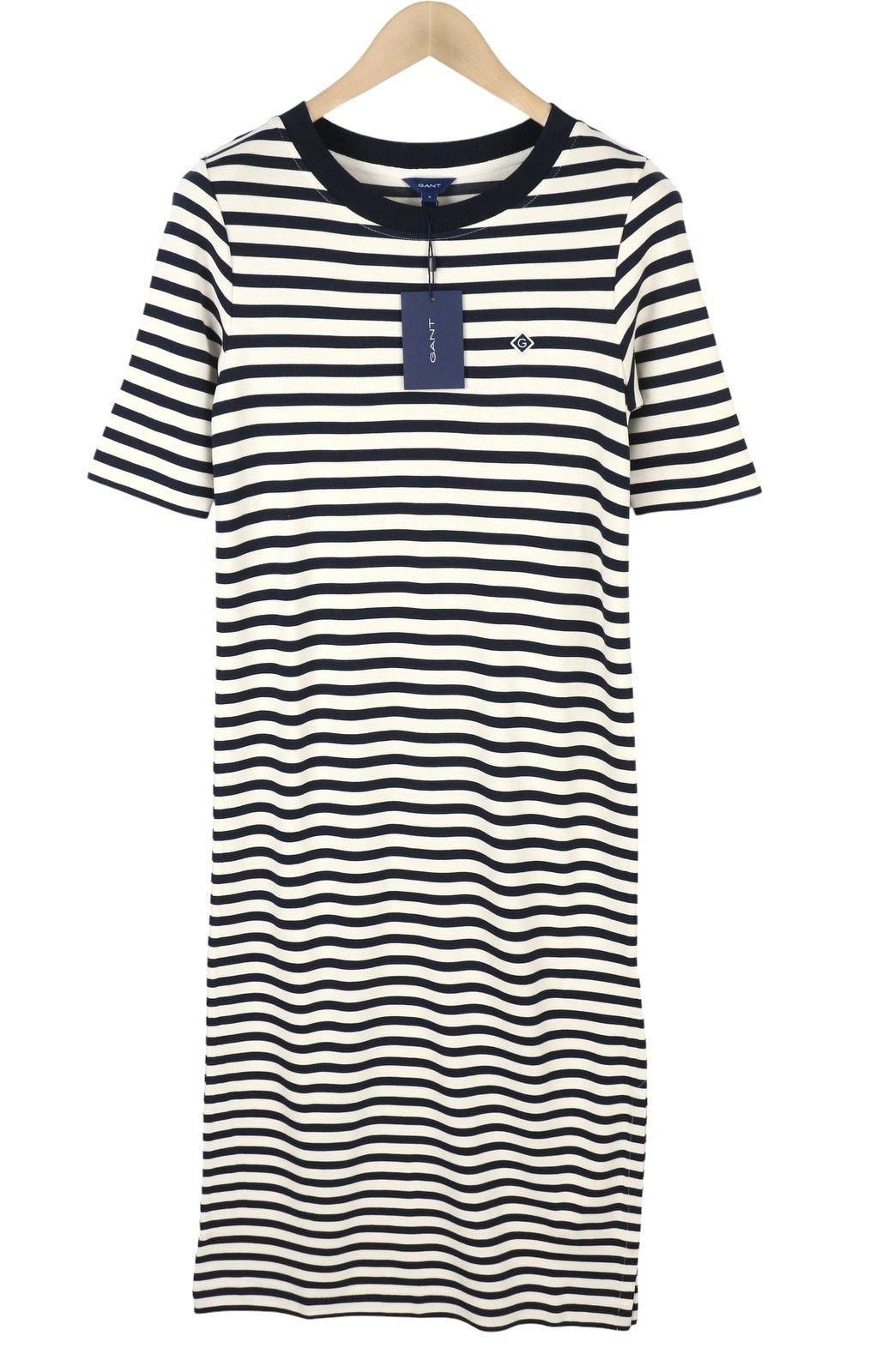 Gant ICON G STRIPED S Evening Blue Short Sleeve Dress 87726 Size S / US 4 / IT 40 - 1 Thumbnail