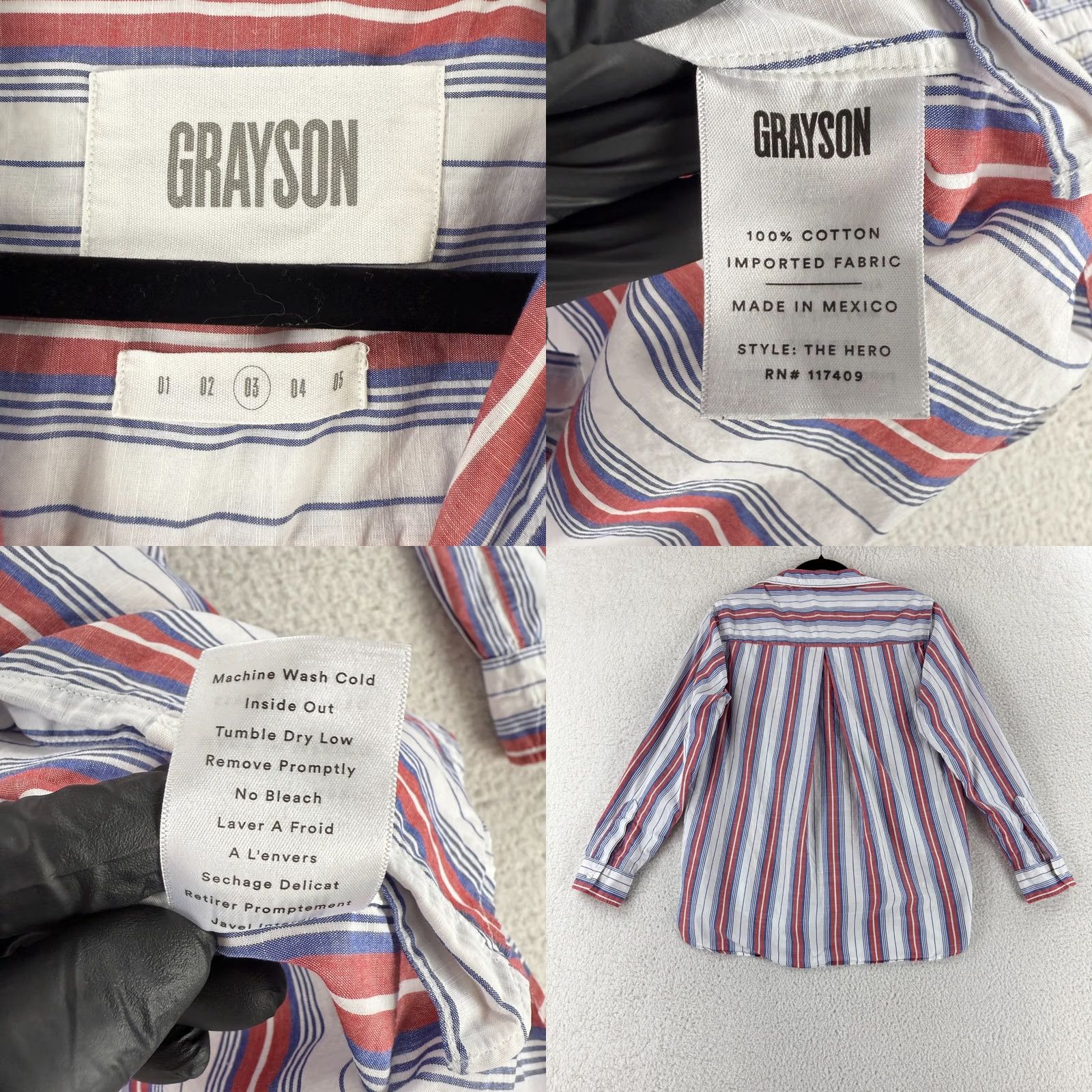 Vintage Grayson The Hero Button-Down Shirt Womens Medium Red Stripe Relaxed Fit Cotton Size M / US 6-8 / IT 42-44 - 8 Thumbnail