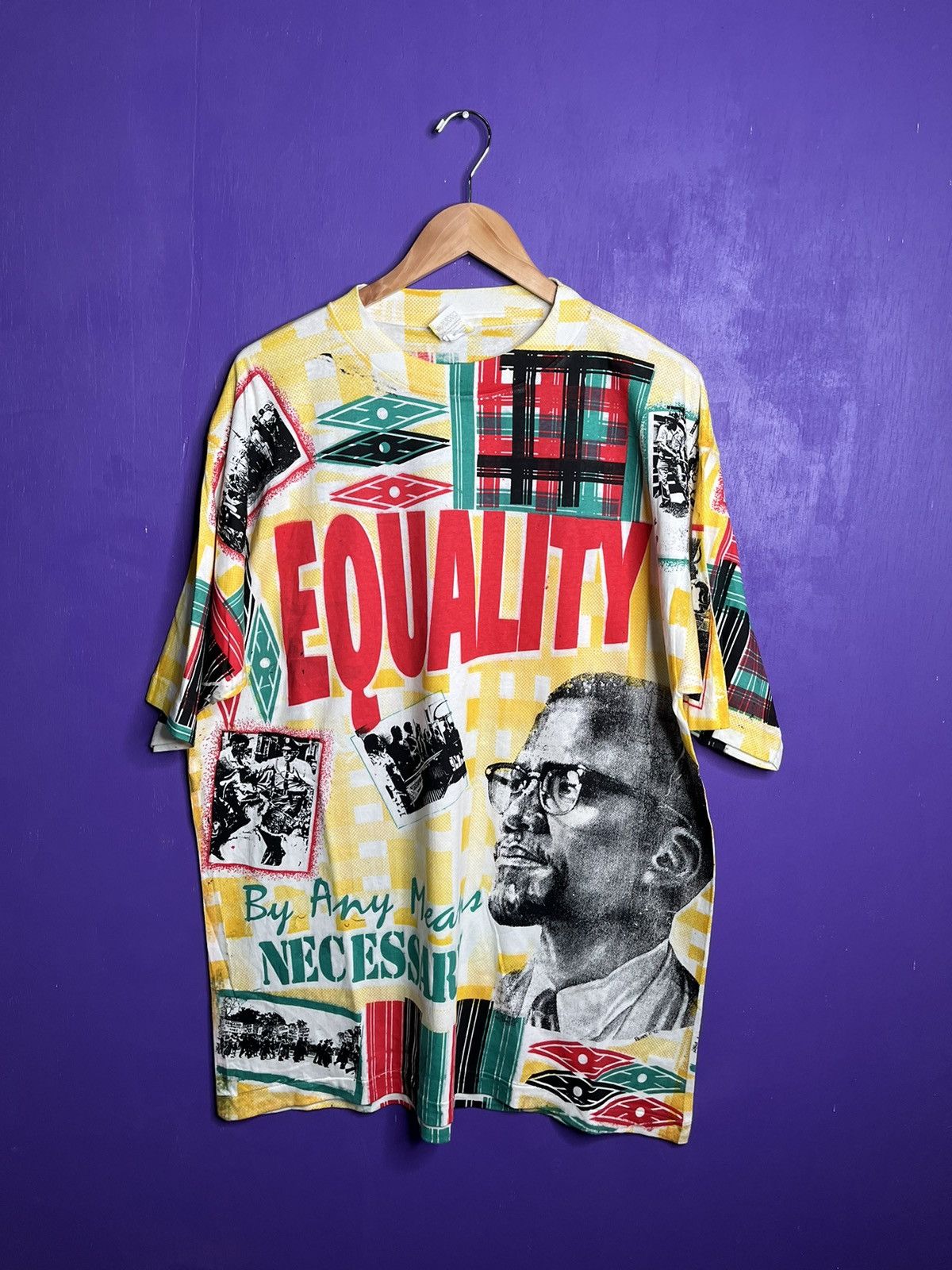 image of Vintage 90's Malcom X Equality Aop T-Shirt, Men's (Size XL)