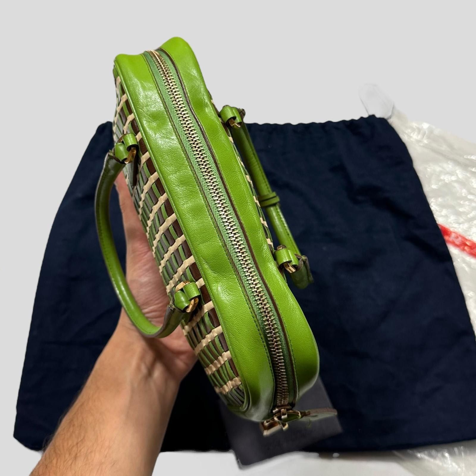 Prada Prada 2001 Mini Top Handle Leather Woven Bag + Cards Dustbag Size ONE SIZE - 6 Thumbnail
