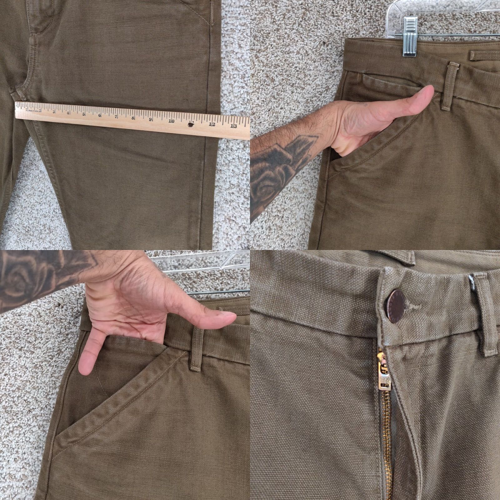 Freenote Cloth Freenote Cloth Workwear Chino Pants Mens 33 Slim Straight 14oz Tan Cotton Canvas Front Flat 5-Pocket USA Vintage No Size US 33 - 8 Thumbnail