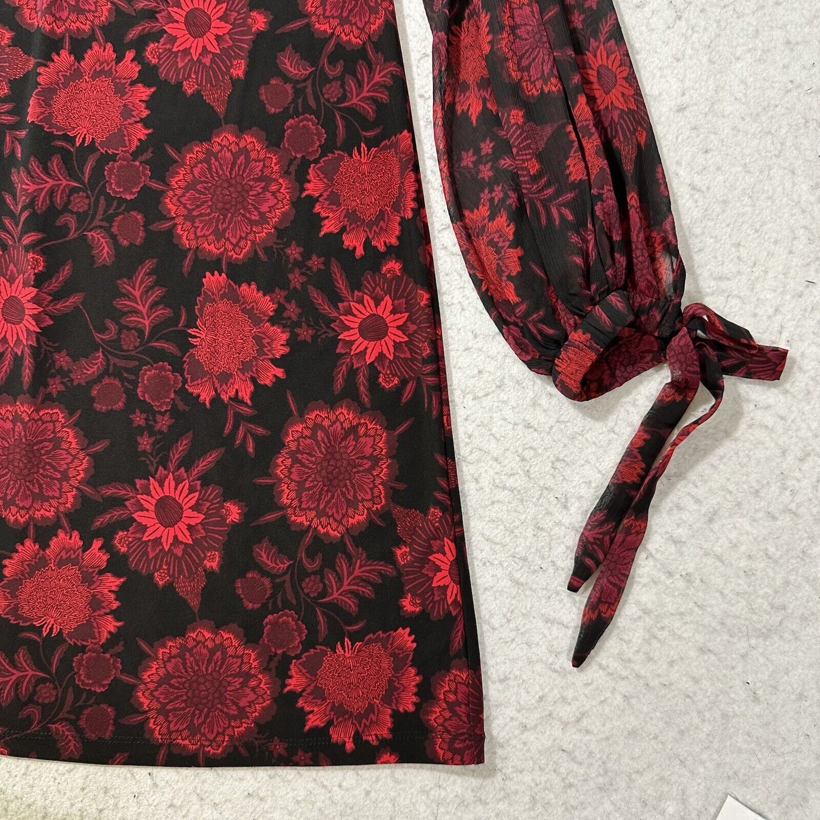 Tommy Hilfiger Tommy Hilfiger 8 A-Line Shift Black Red Floral Dress Size M / US 6-8 / IT 42-44 - 7 Thumbnail