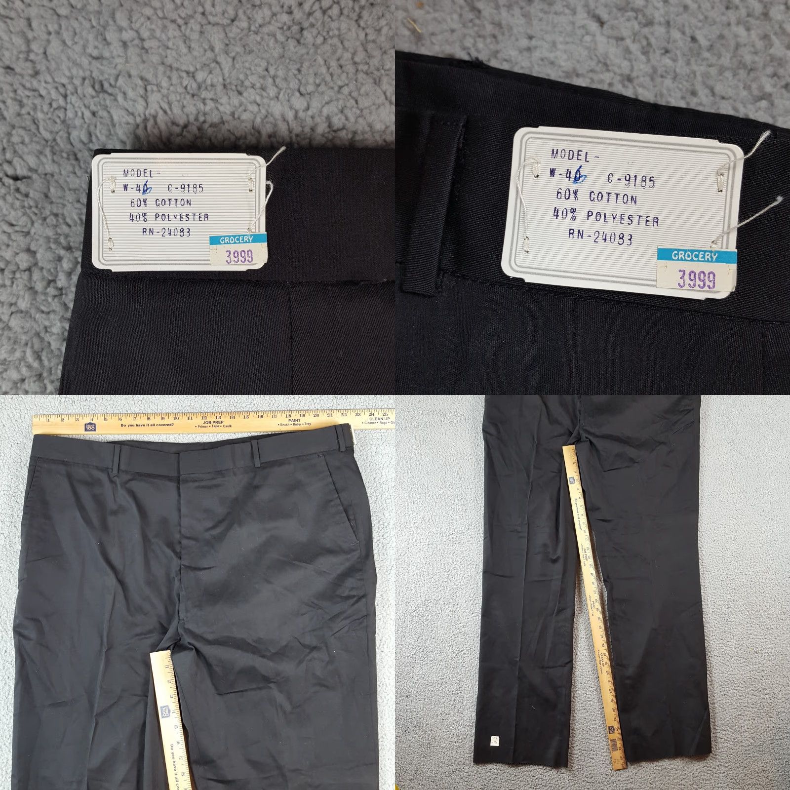 Vintage VINTAGE 80s Men's Dress Pants Size 45x36 Black Cotton Straight Leg Retro Workwear Y2K Size US 44 / EU 60 - 8 Thumbnail