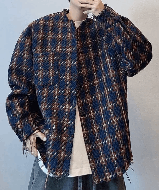 Japanese Brand × Vintage Vintage Street y2k Striped Plaid Loose Casual Jacket Coat Size US M / EU 48-50 / 2 - 3 Thumbnail