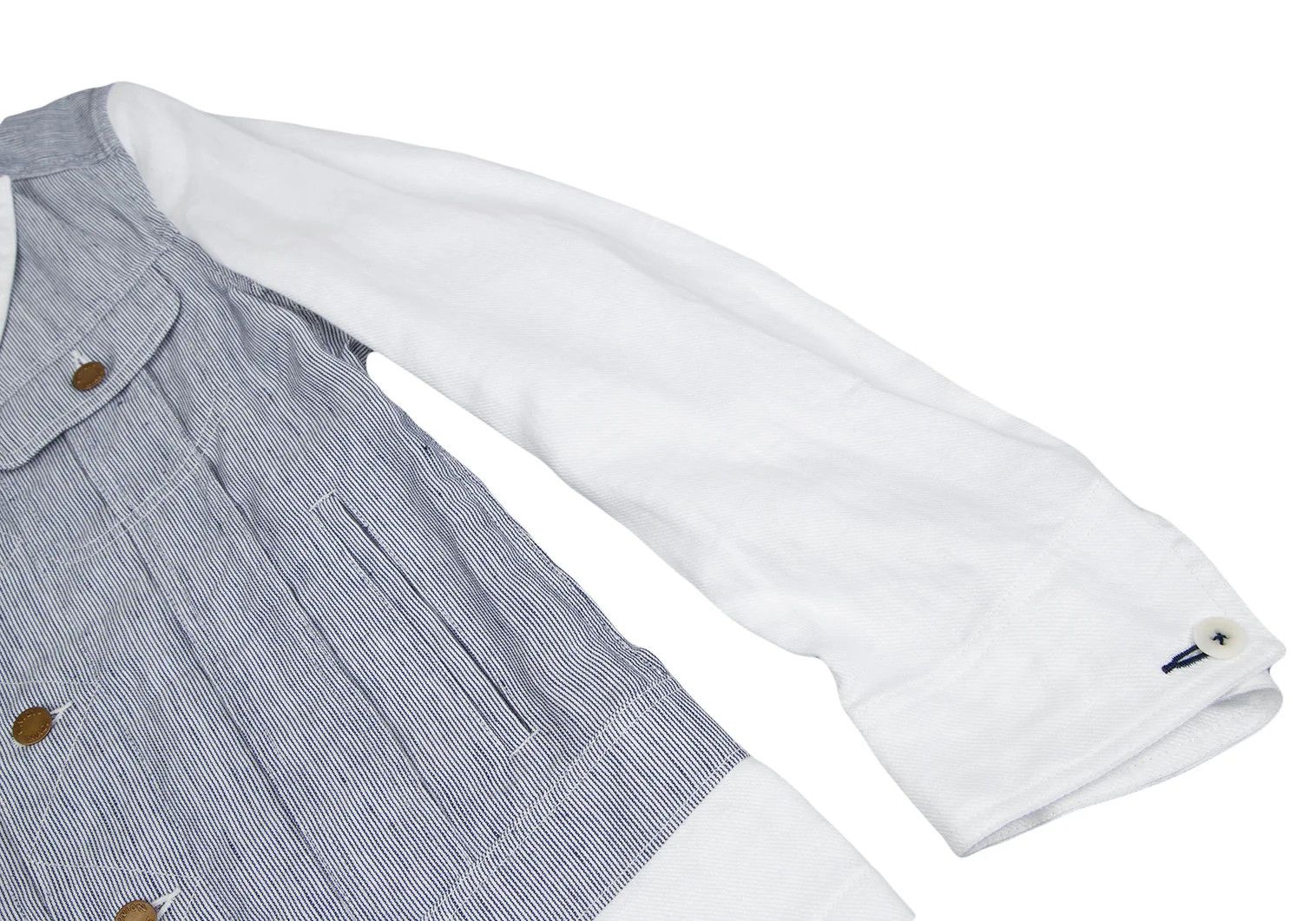 Junya Watanabe Hickory G-Jacket with Linen Switch in Blue and White XS Size US XS / EU 42 / 0 - 5 Thumbnail