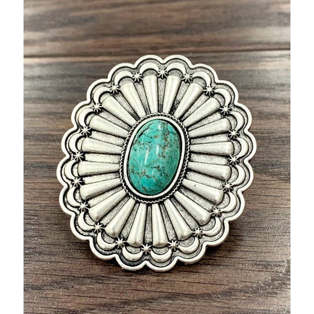 Other Concho Turquoise Adjustable Statement Cuff Ring for Stylish Size ONE SIZE - 1 Thumbnail