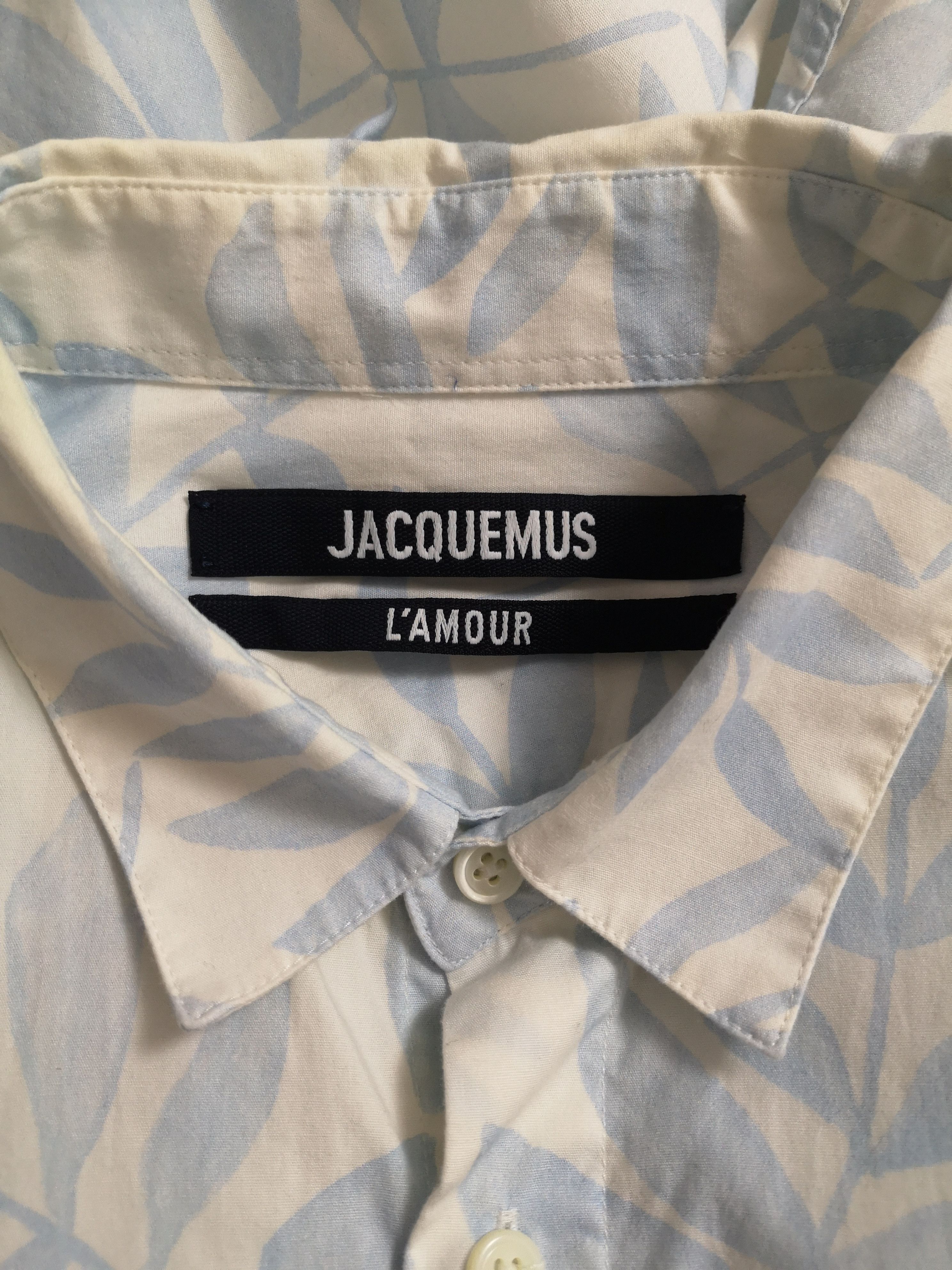 Jacquemus Light Blue Leaves Print Cotton Button Down Shirt Size US M / EU 48-50 / 2 - 3 Thumbnail