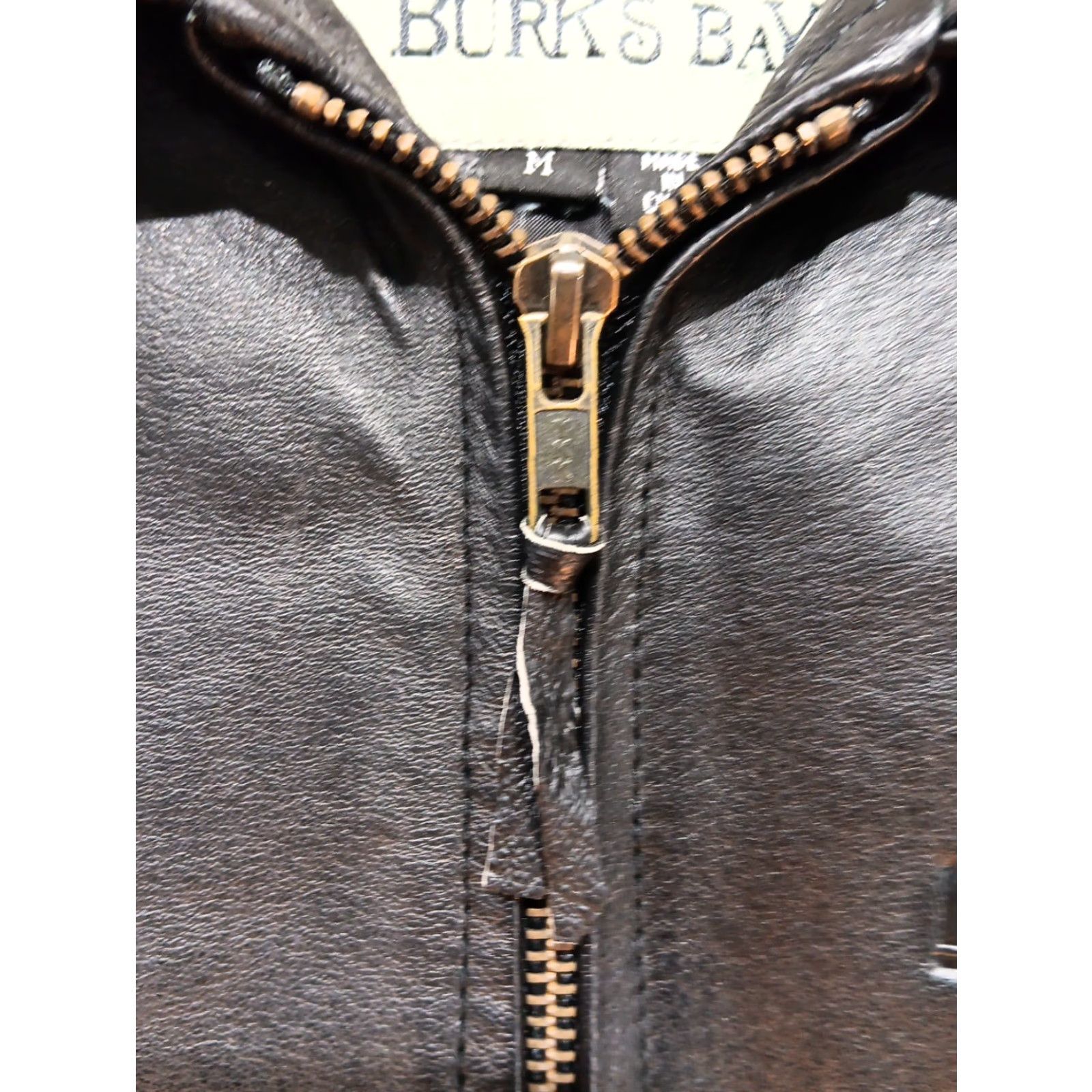 Vintage Burk's Bay Women Bomber Jacket M Black Leather NWT Size M / US 6-8 / IT 42-44 - 5 Thumbnail