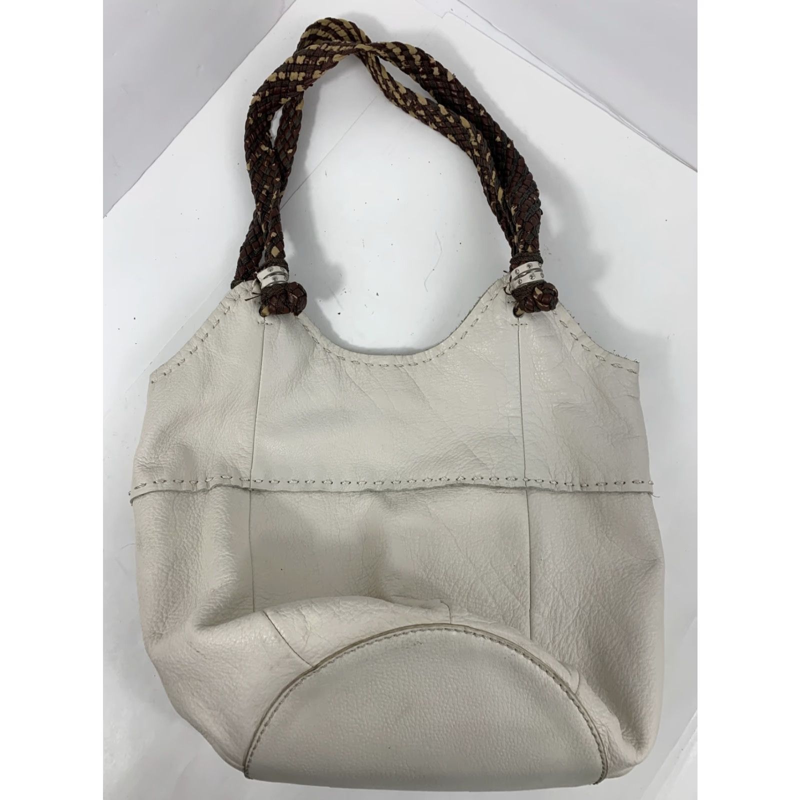 The Sak VINTAGE THE SAK White pebbled leather hobo shoulder bag - braided strap boho tote Size ONE SIZE - 2 Thumbnail