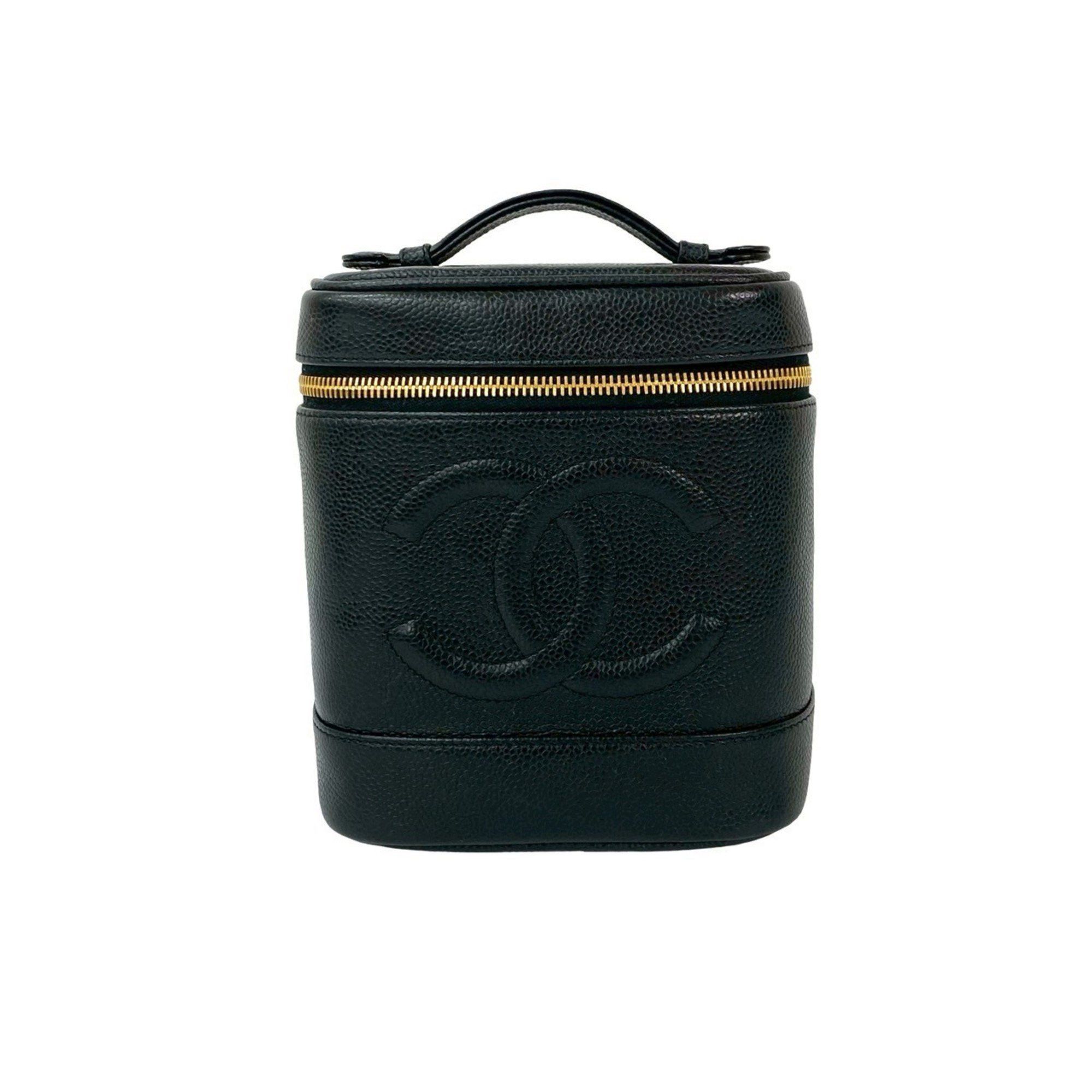 Chanel CHANEL Coco Mark Caviar Leather Handbag Vanity Bag Black 06526 Size ONE SIZE - 1 Thumbnail