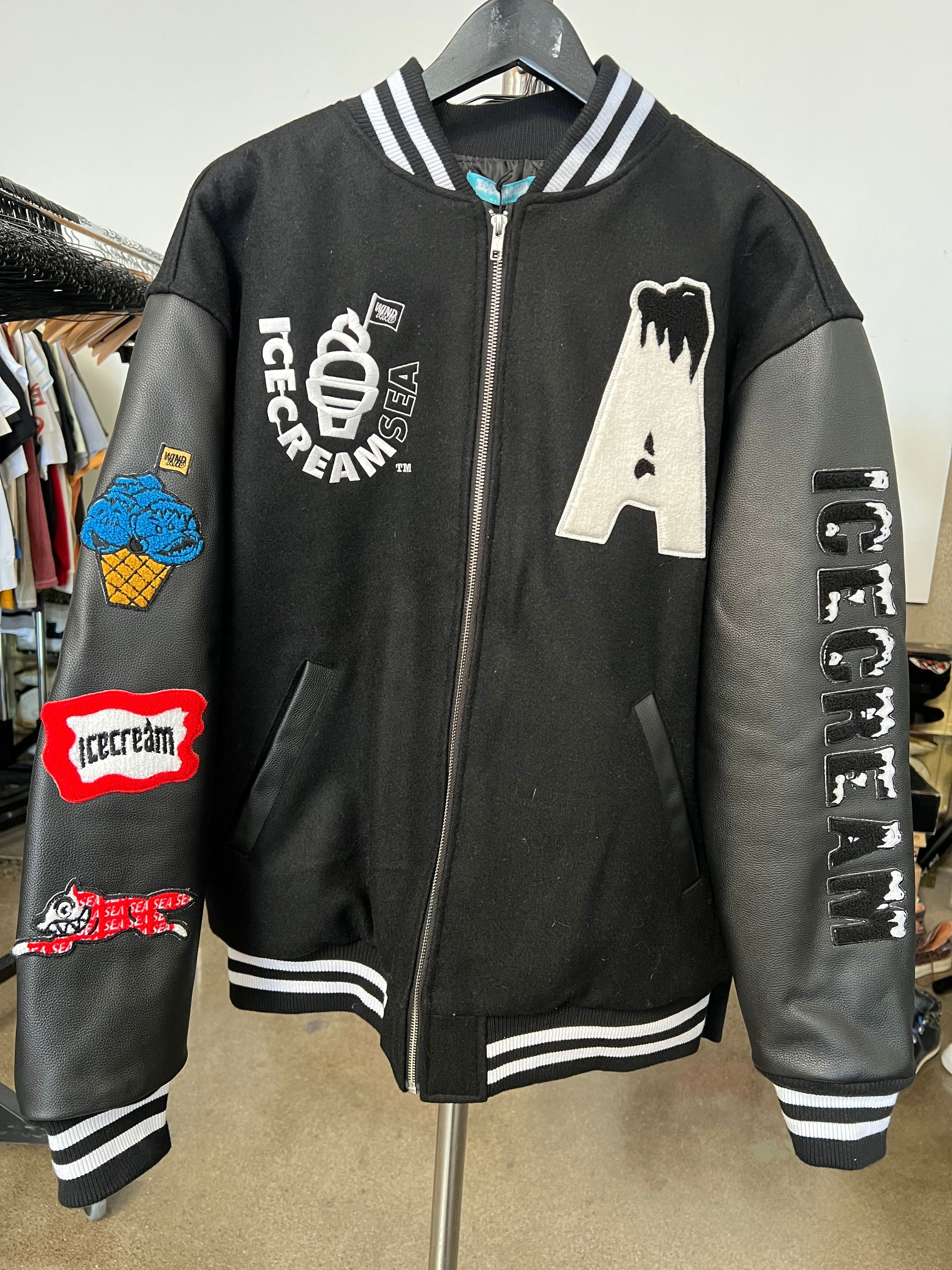 ICECREAM X WIND AND SEA VARSITY JACKET