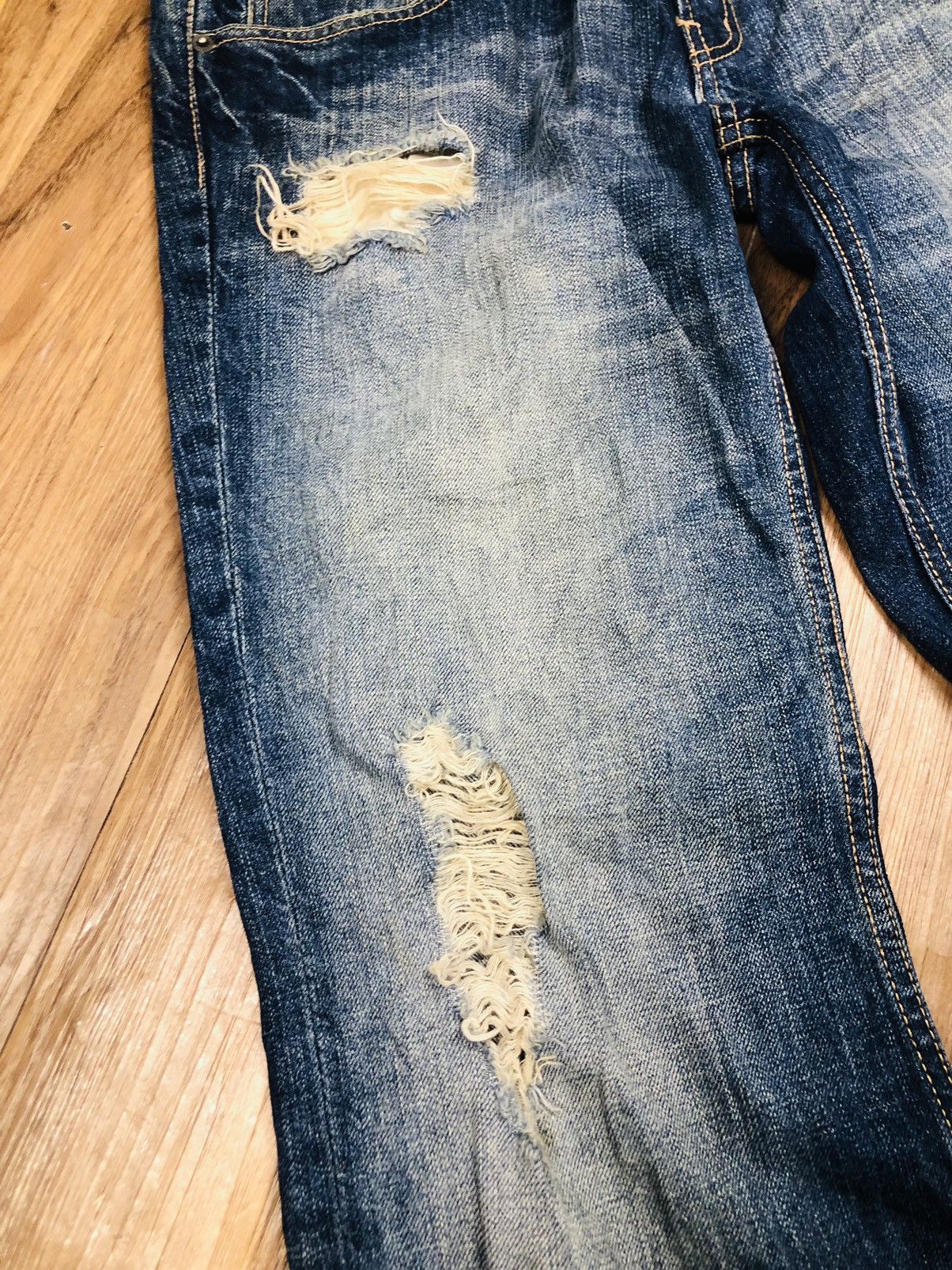 PPFM PPFM Japanese Denim Jeans Distressed Ripped Fade Unik (37) Size US 30 / EU 46 - 5 Thumbnail