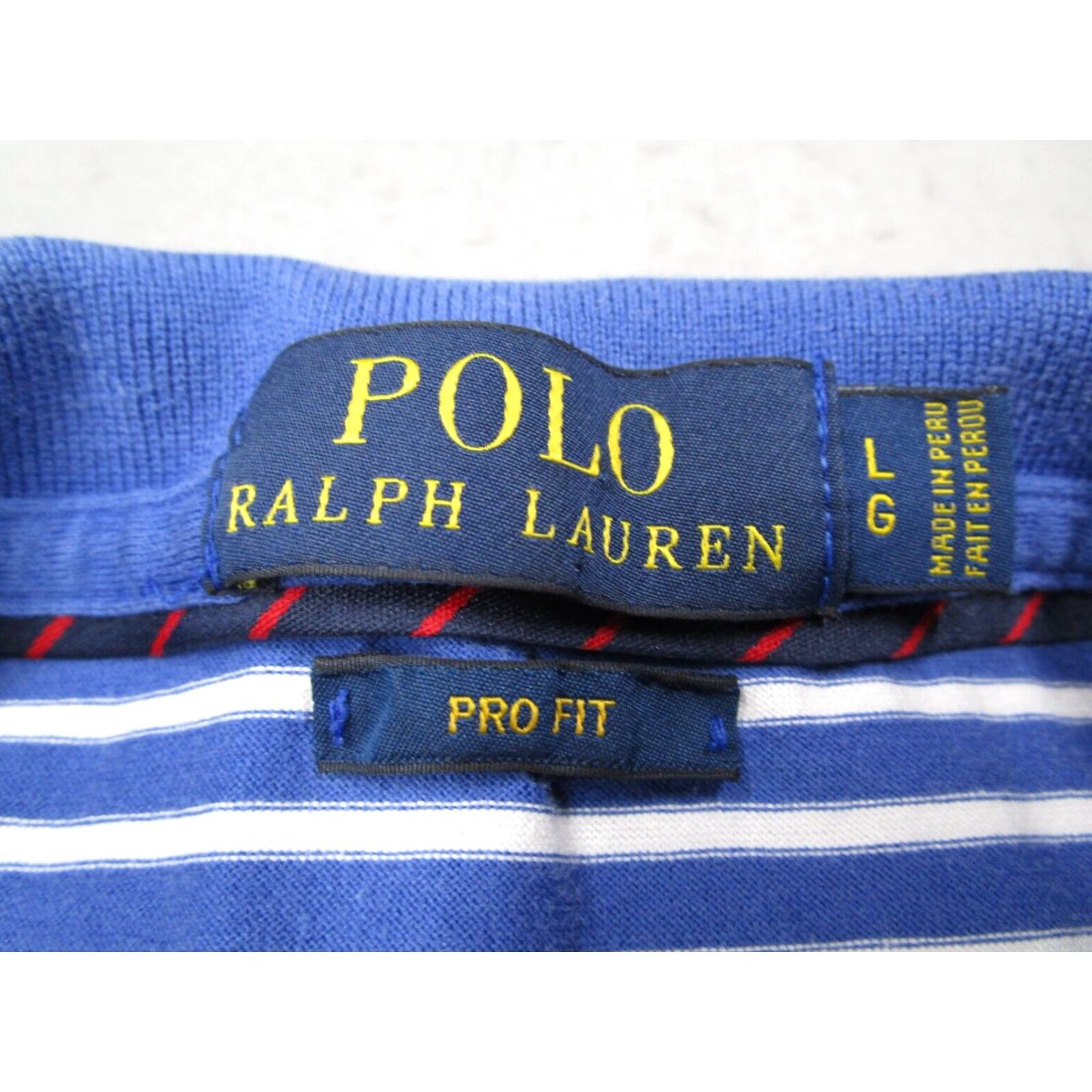 Polo Ralph Lauren Polo Ralph Lauren Mens Large Blue Striped Short Sleeve Polo Shirt Big Red Pony Size US L / EU 52-54 / 3 - 3 Thumbnail