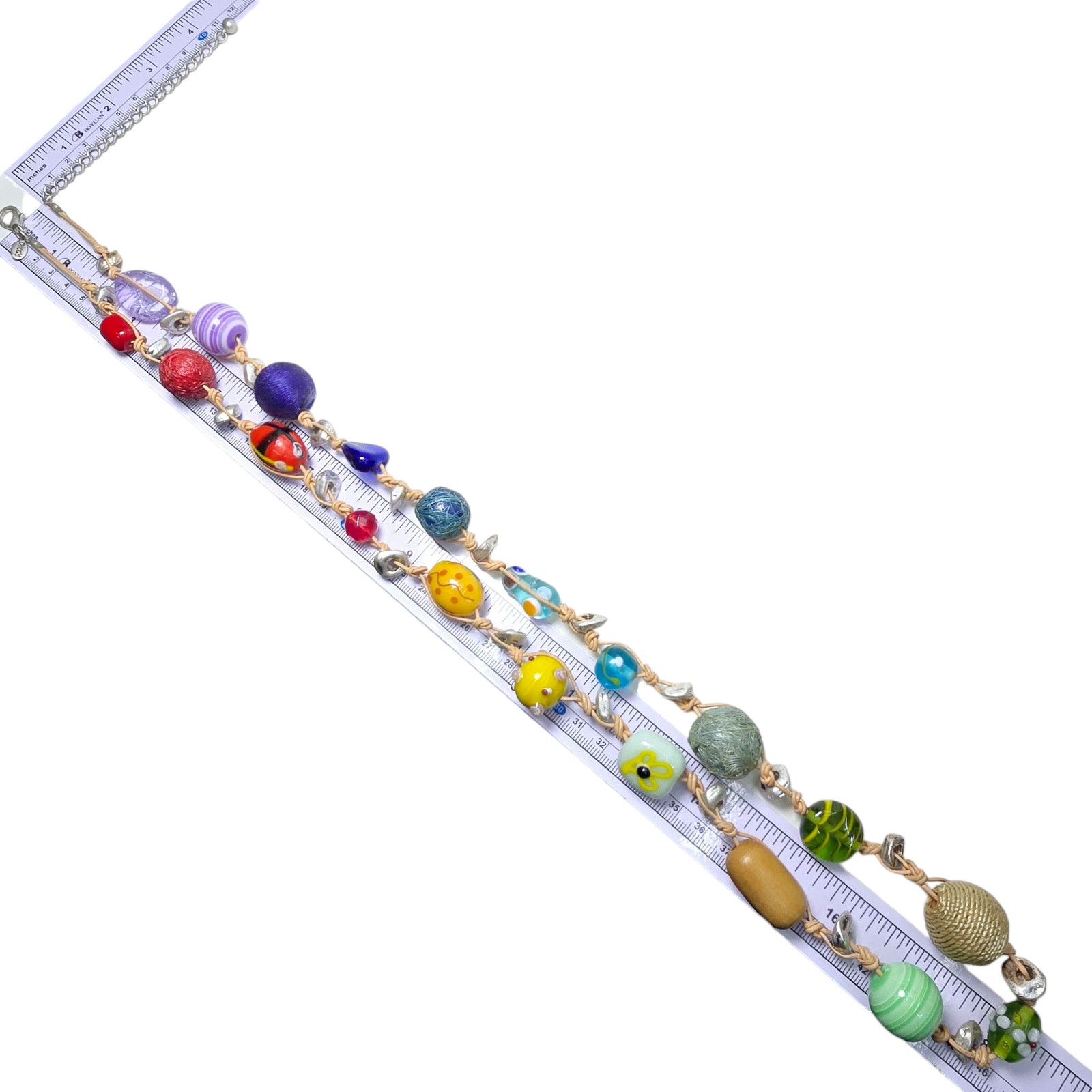 Chicos Chico's Long Large Colorful Rainbow Bead Necklace Glass Wood Size ONE SIZE - 4 Thumbnail