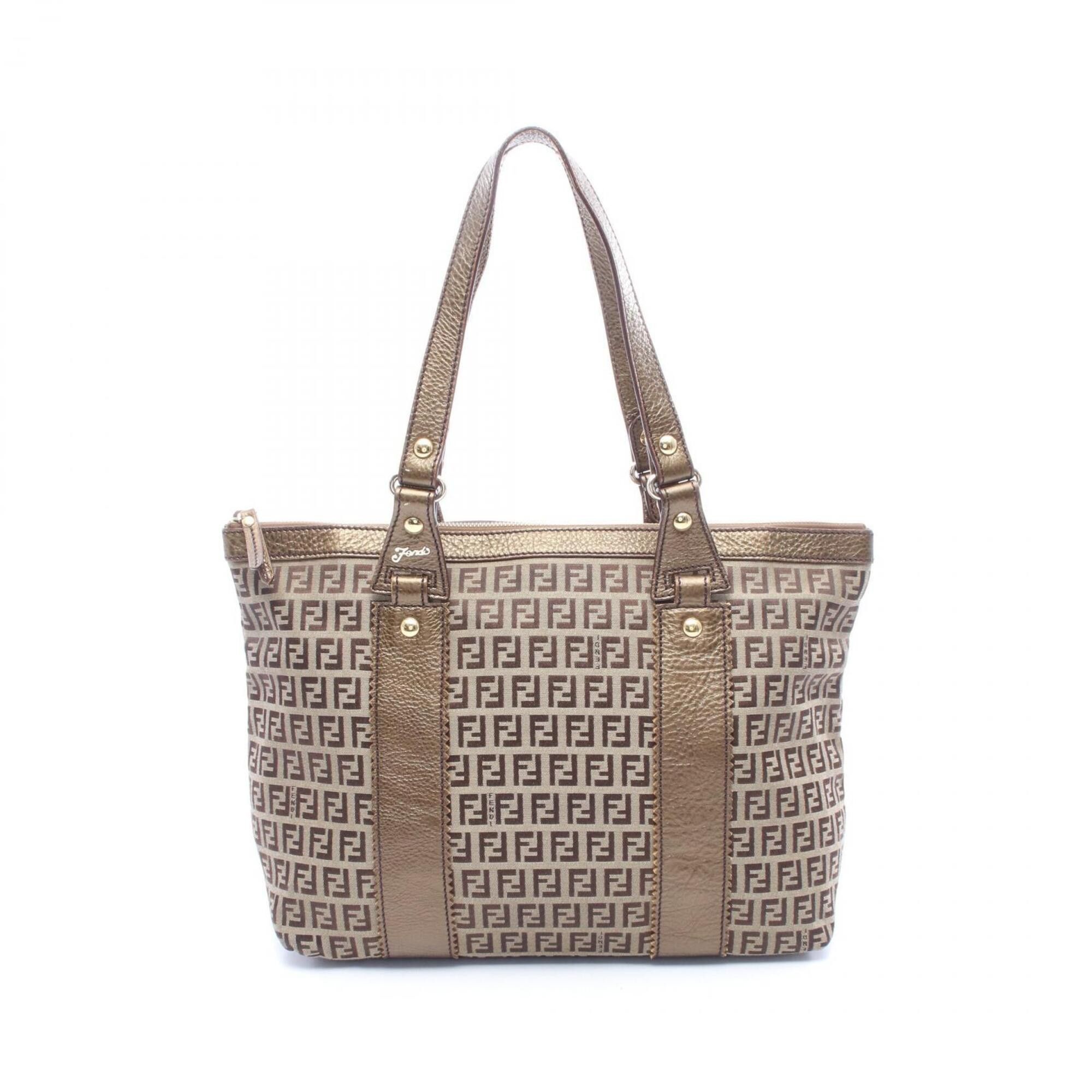 Fendi Fendi Zucca Tote Bag Handbag Canvas Leather Women's Beige Brown Size ONE SIZE - 1 Thumbnail