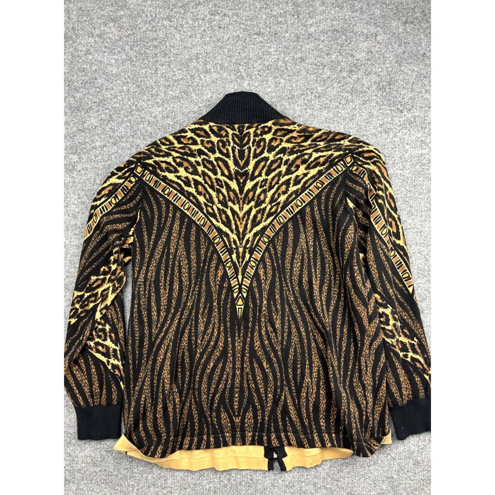 Bob Mackie Bob Mackie Wearable Art Sweater Womens Large Black Brown Full Zip Animal Print Size L / US 10 / IT 46 - 6 Thumbnail