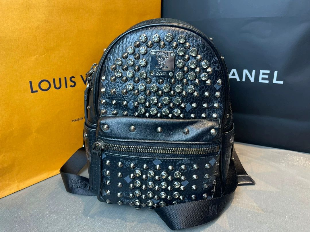 MCM MCM Stark Visetos Studded Small Backpack Size ONE SIZE - 1 Thumbnail