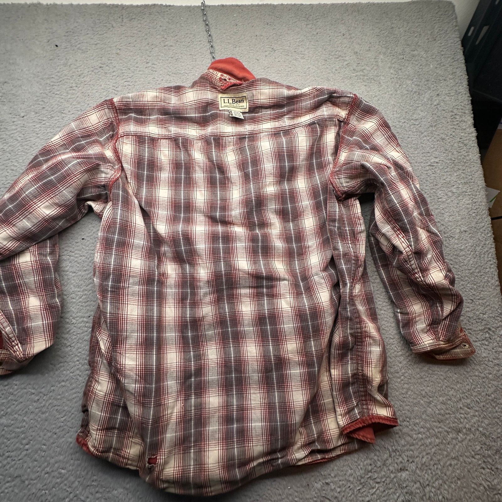 L.L. Bean LL Bean Canvas Plaid Lined Shirt XLT Button Up Distressed Size US XL / EU 56 / 4 - 10 Thumbnail