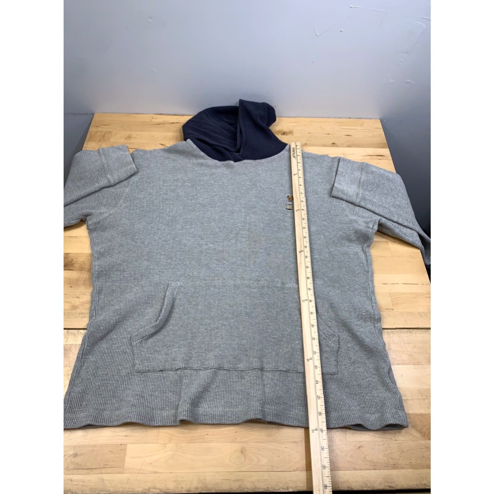 Polo Ralph Lauren VINTAGE Polo Ralph Lauren Hoodie Mens XL Waffle Knit Pullover Thermal 12019 Gray Cotton Knit Crew Neck Size US XL / EU 56 / 4 - 4 Thumbnail