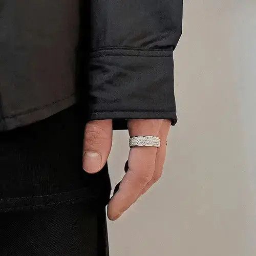Jewelry × Vintage Hip Hop Sparkling Titanium Men's Ring Size ONE SIZE - 3 Thumbnail
